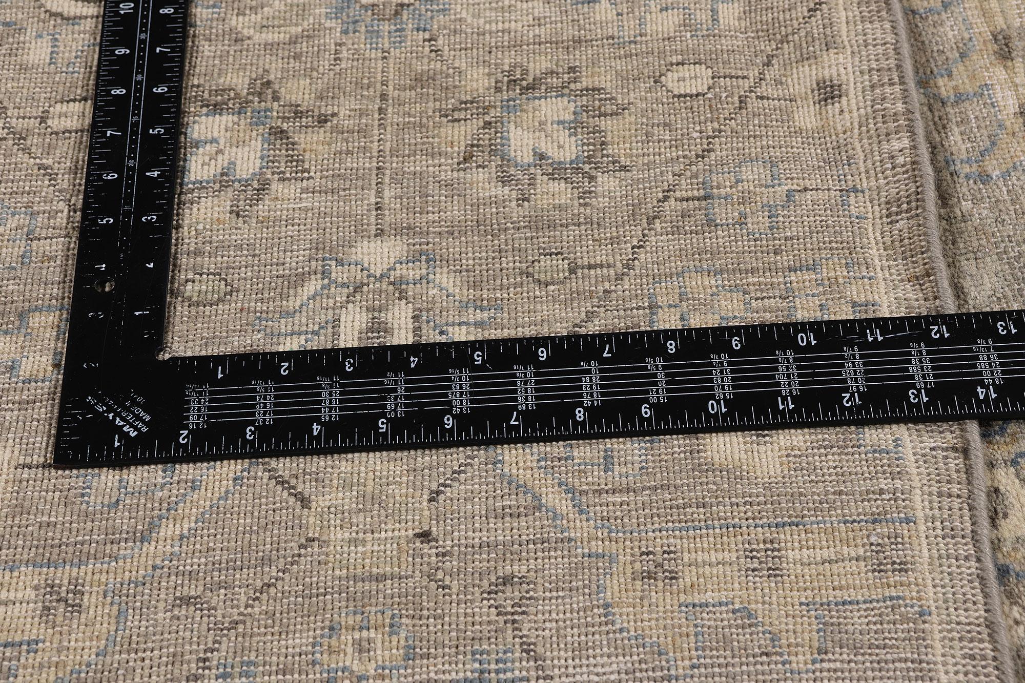 New Contemporary Grey Oushak Rug with Modern Rustic Style For Sale 1