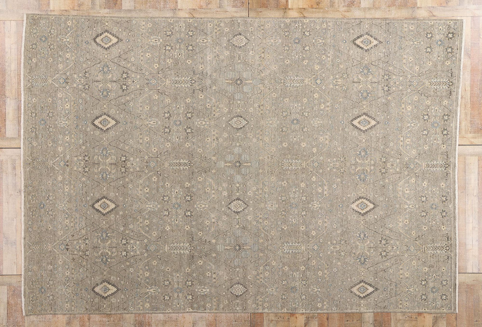 New Contemporary Grey Oushak Rug with Modern Rustic Style For Sale 2