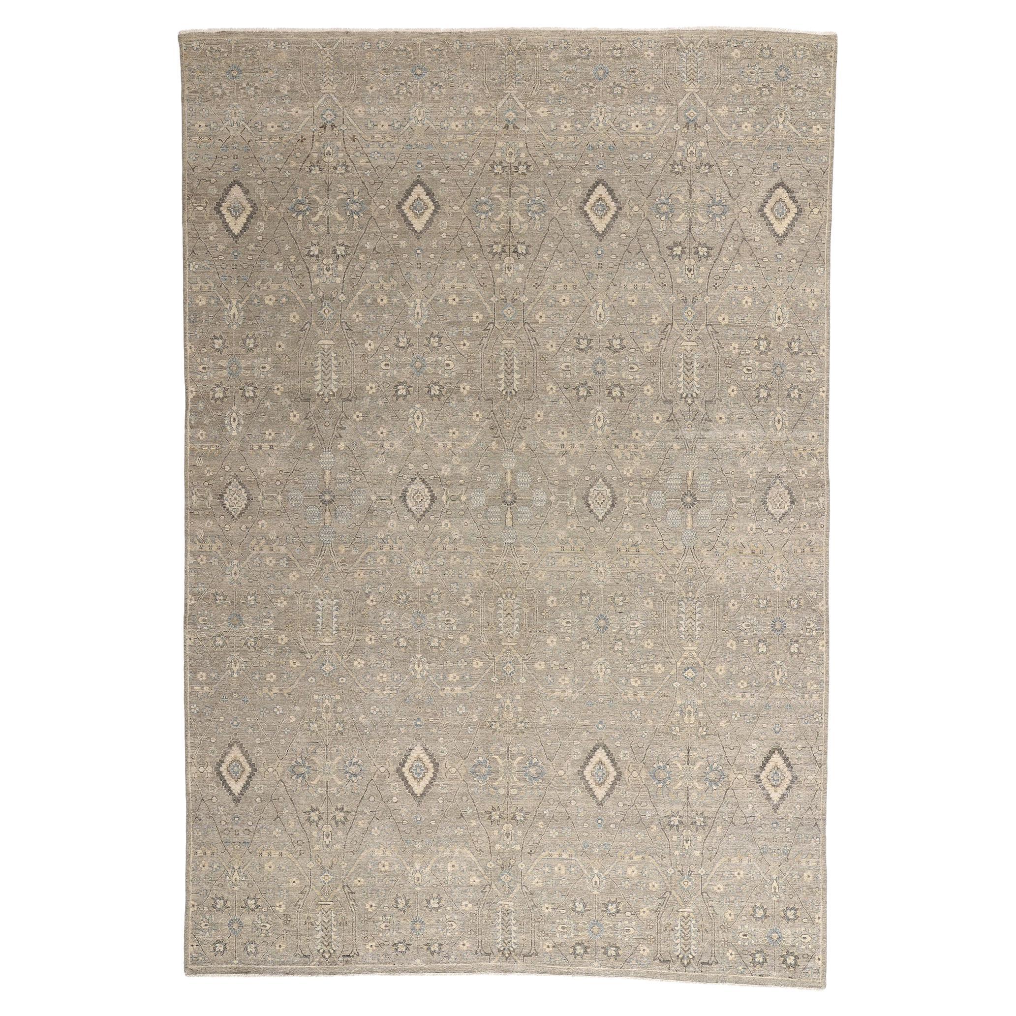 New Contemporary Grey Oushak Rug with Modern Rustic Style