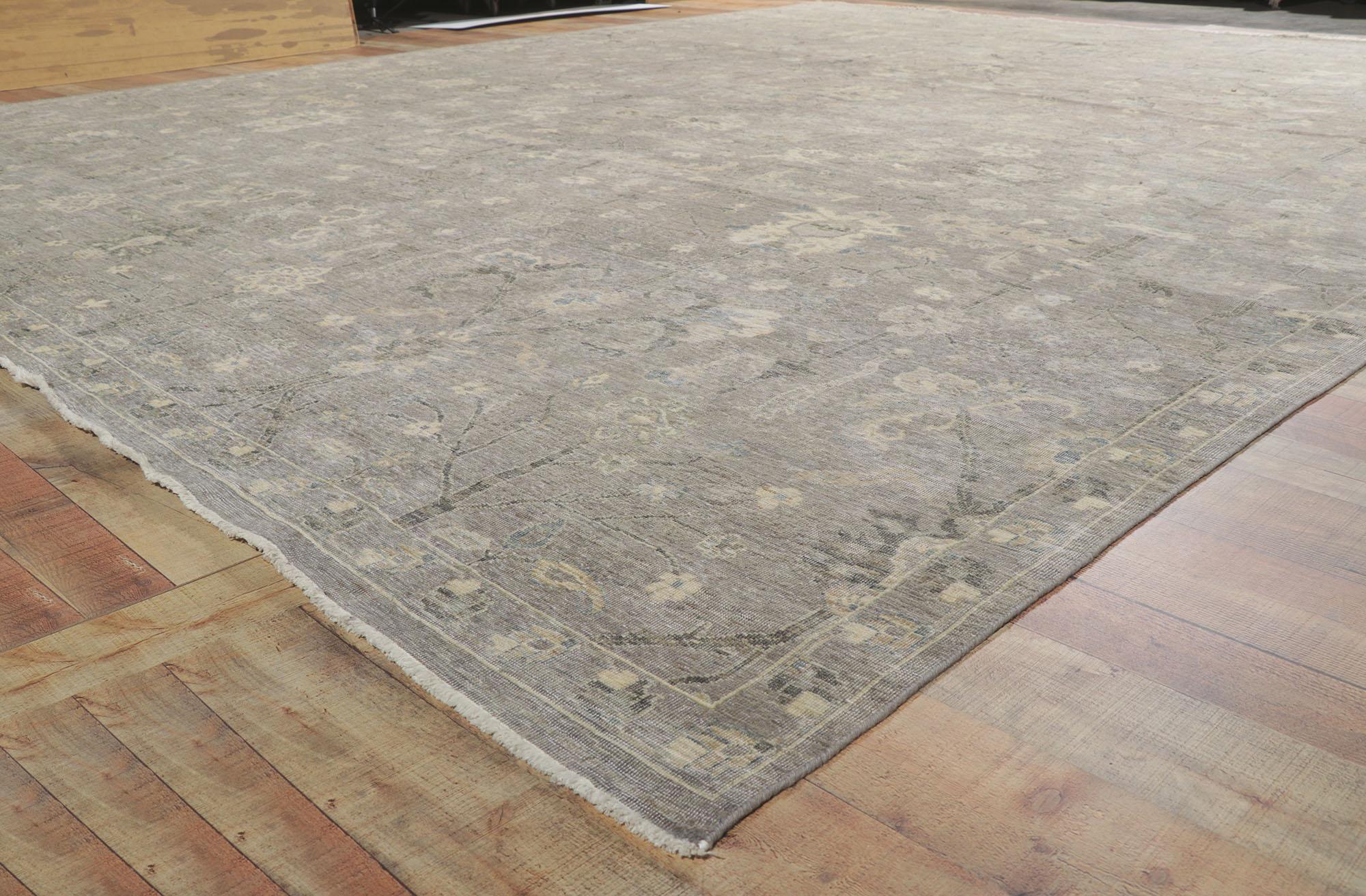 New Modern Gray Oushak Carpet with Transitional Style In New Condition For Sale In Dallas, TX