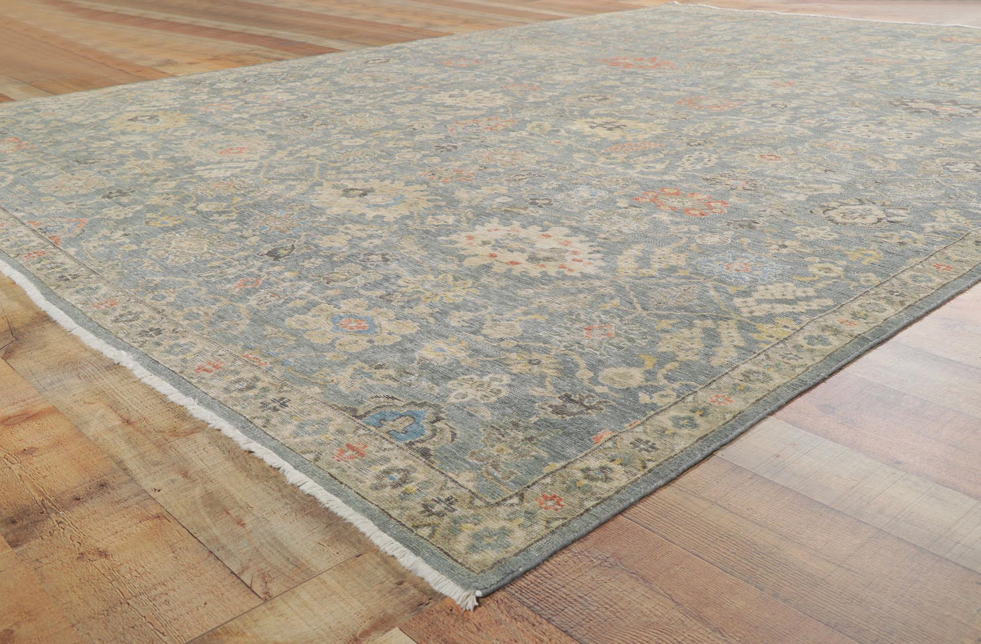 New Contemporary Distressed Carpet with Modern Vintage Style 3