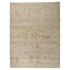 New Vintage-Style Distressed Rug with Neutral Earth-Tone Colors