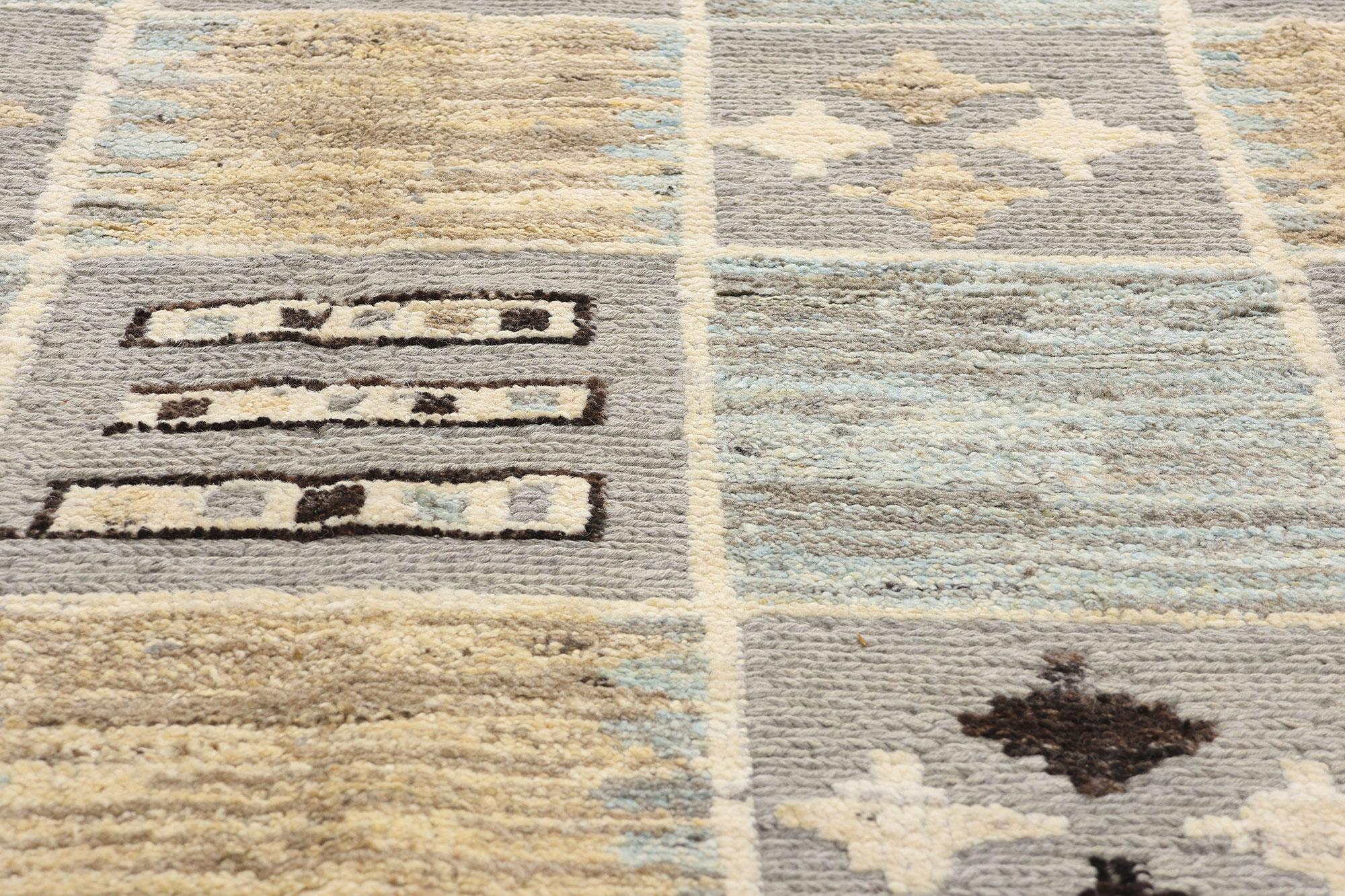 New Contemporary Earth-Tone Checkerboard Sahara Soumak Textured Carpet In New Condition For Sale In Dallas, TX