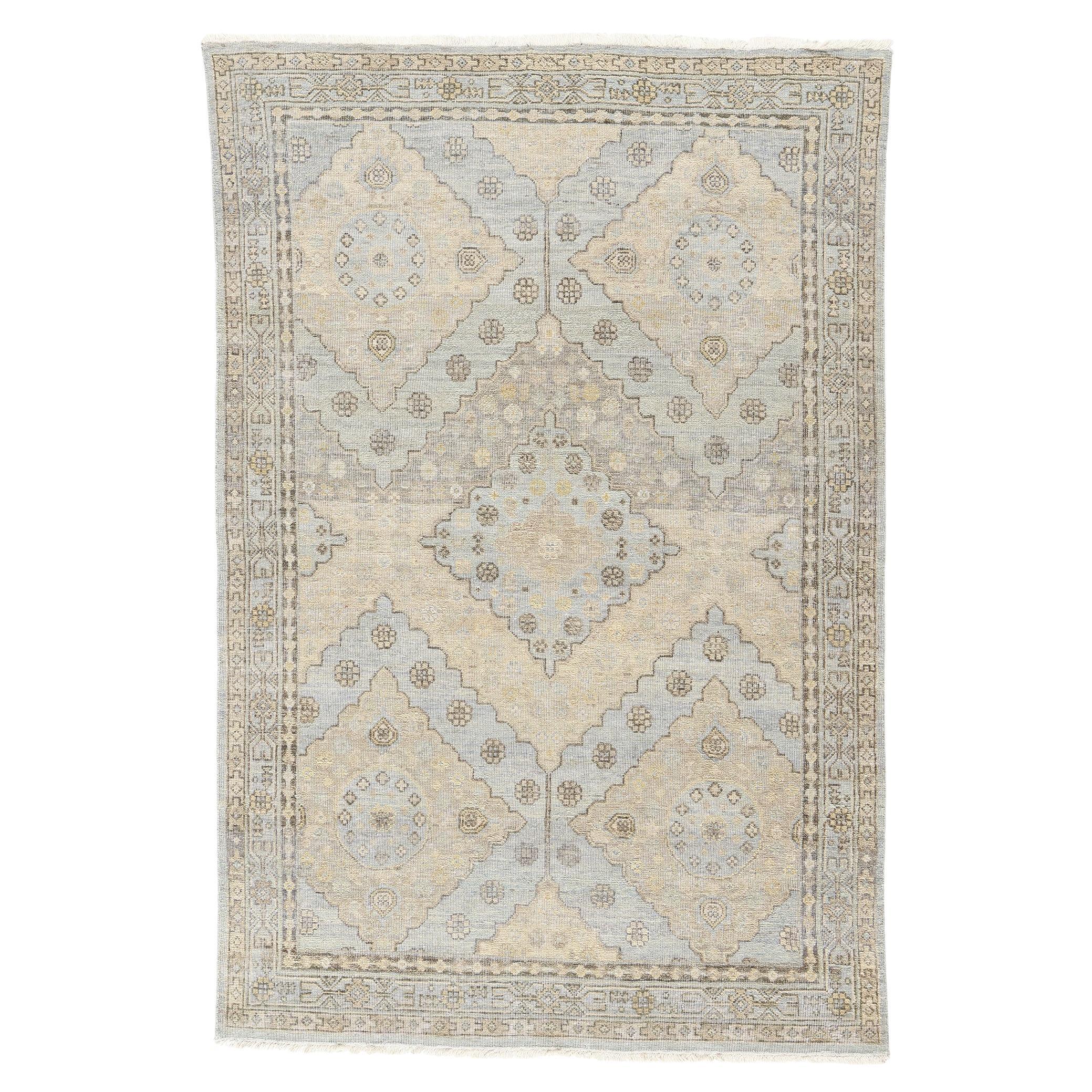 Nueva alfombra contemporánea Khotan en tonos tierra