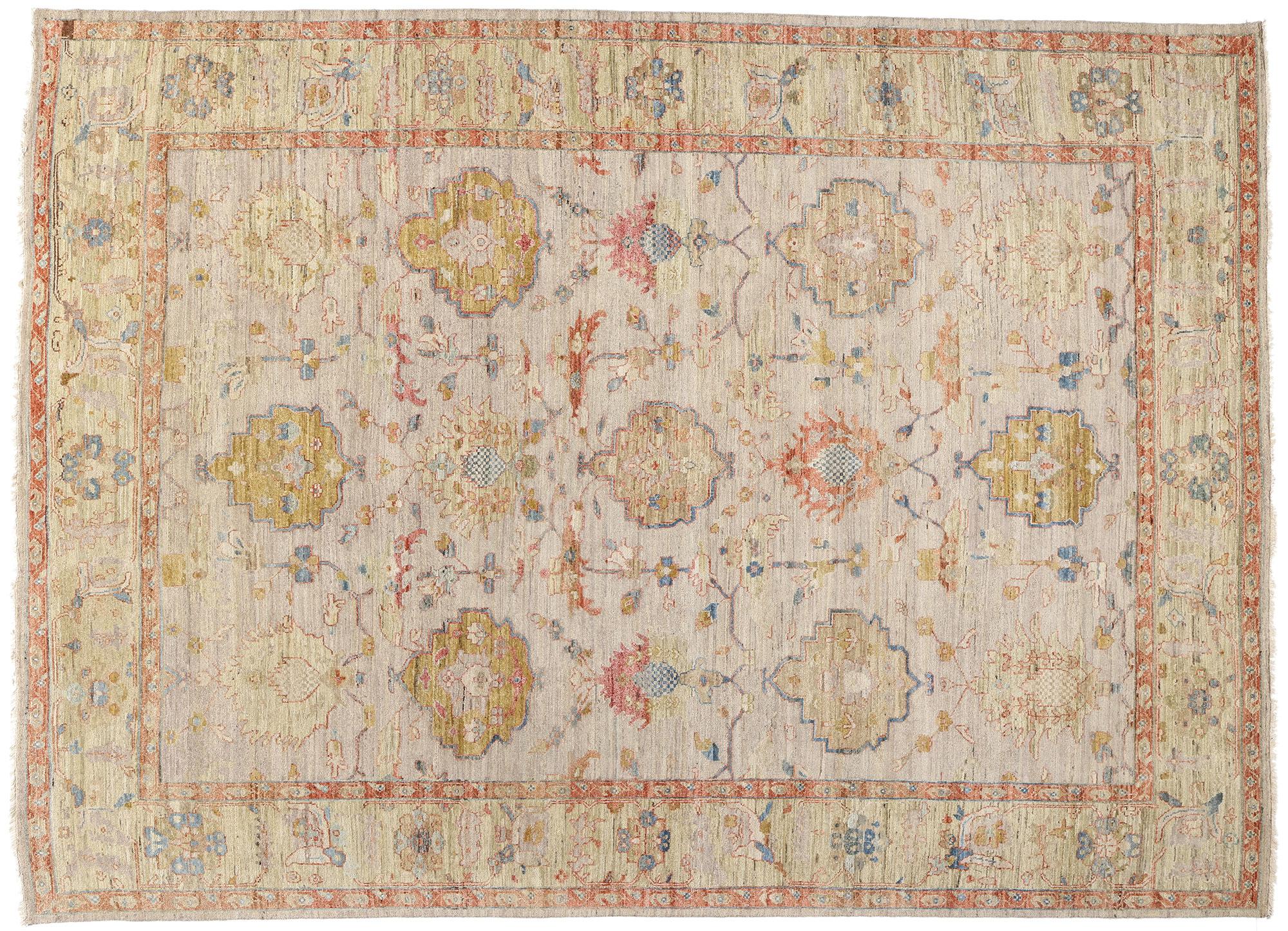 New Contemporary Earth-Tone Oushak Rug, 09'11 x 13'09 For Sale 4