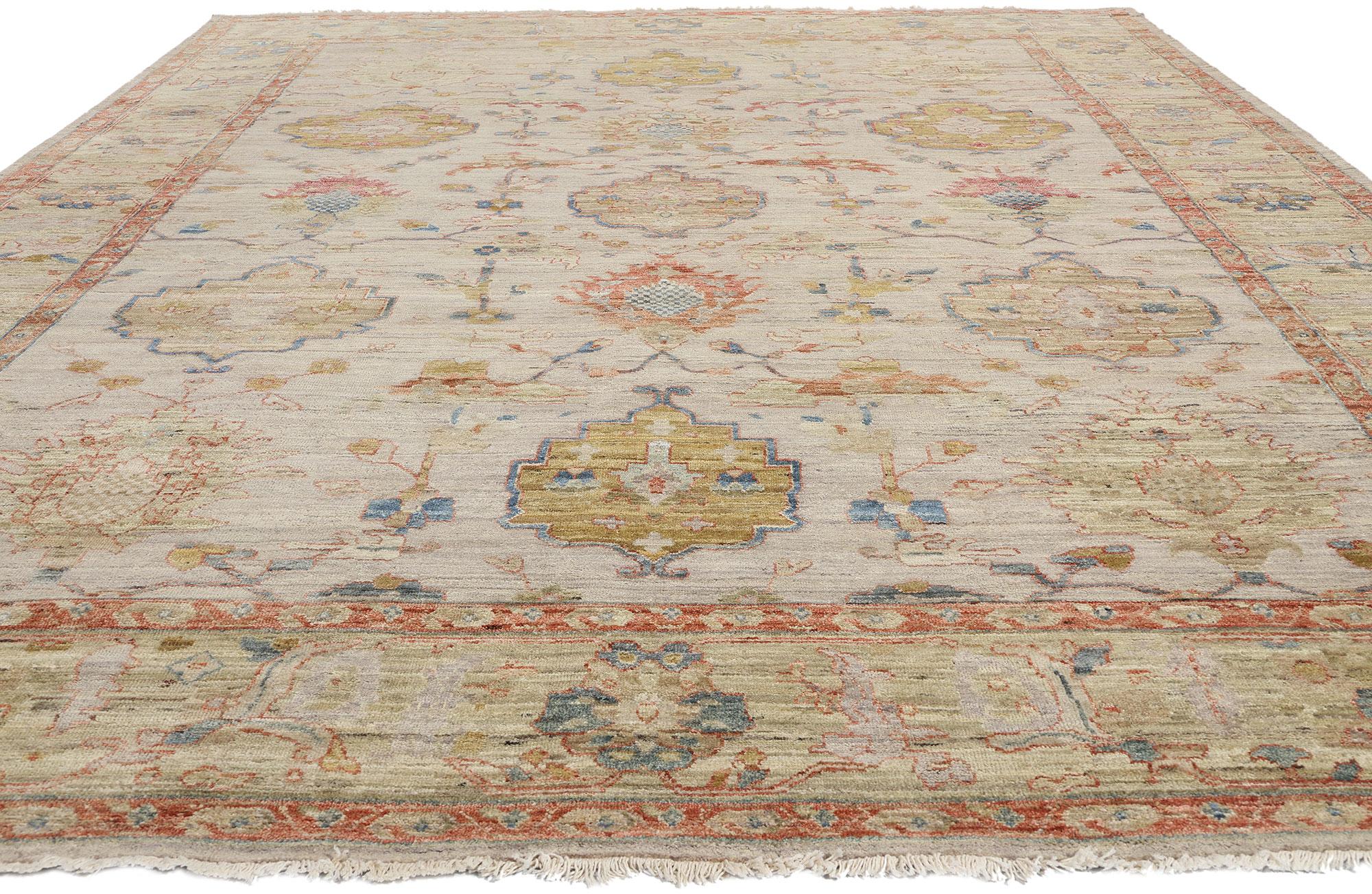 Indian New Contemporary Earth-Tone Oushak Rug, 09'11 x 13'09 For Sale