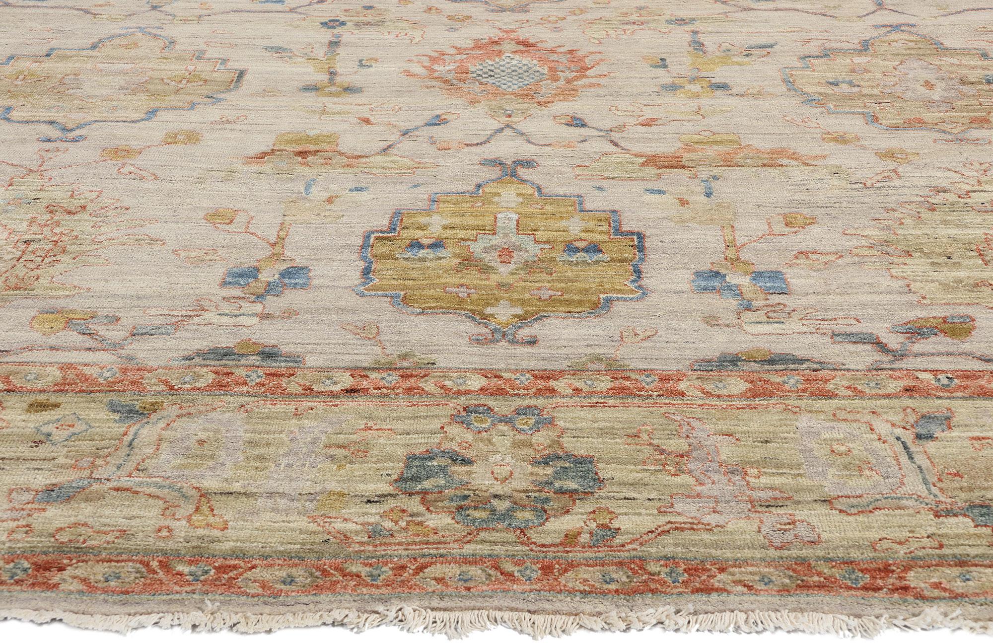 Hand-Knotted New Contemporary Earth-Tone Oushak Rug, 09'11 x 13'09 For Sale