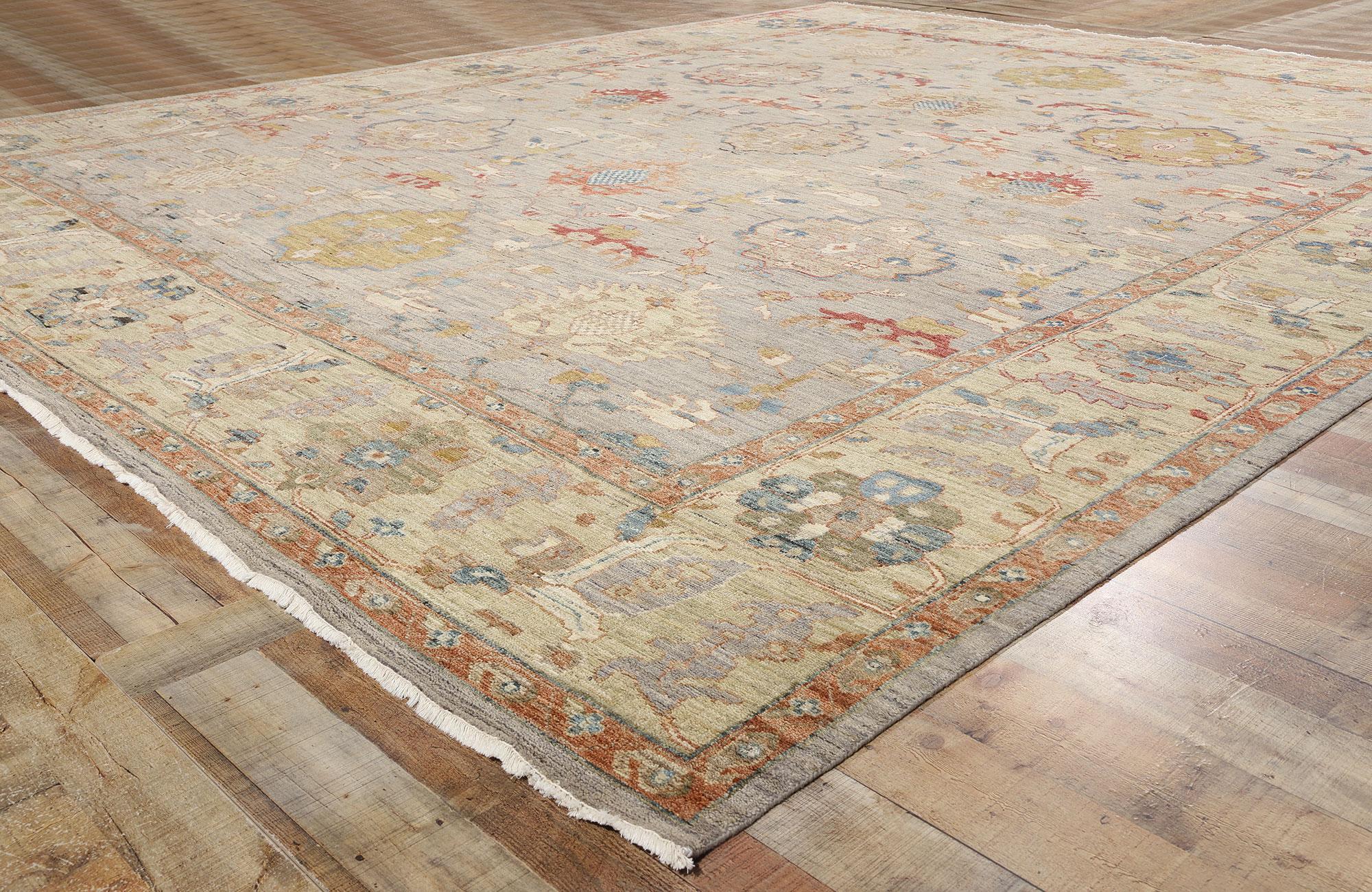 Lana Tappeto New Contemporary Oushak, 12'00 x 14'08, tonalità Terra in vendita