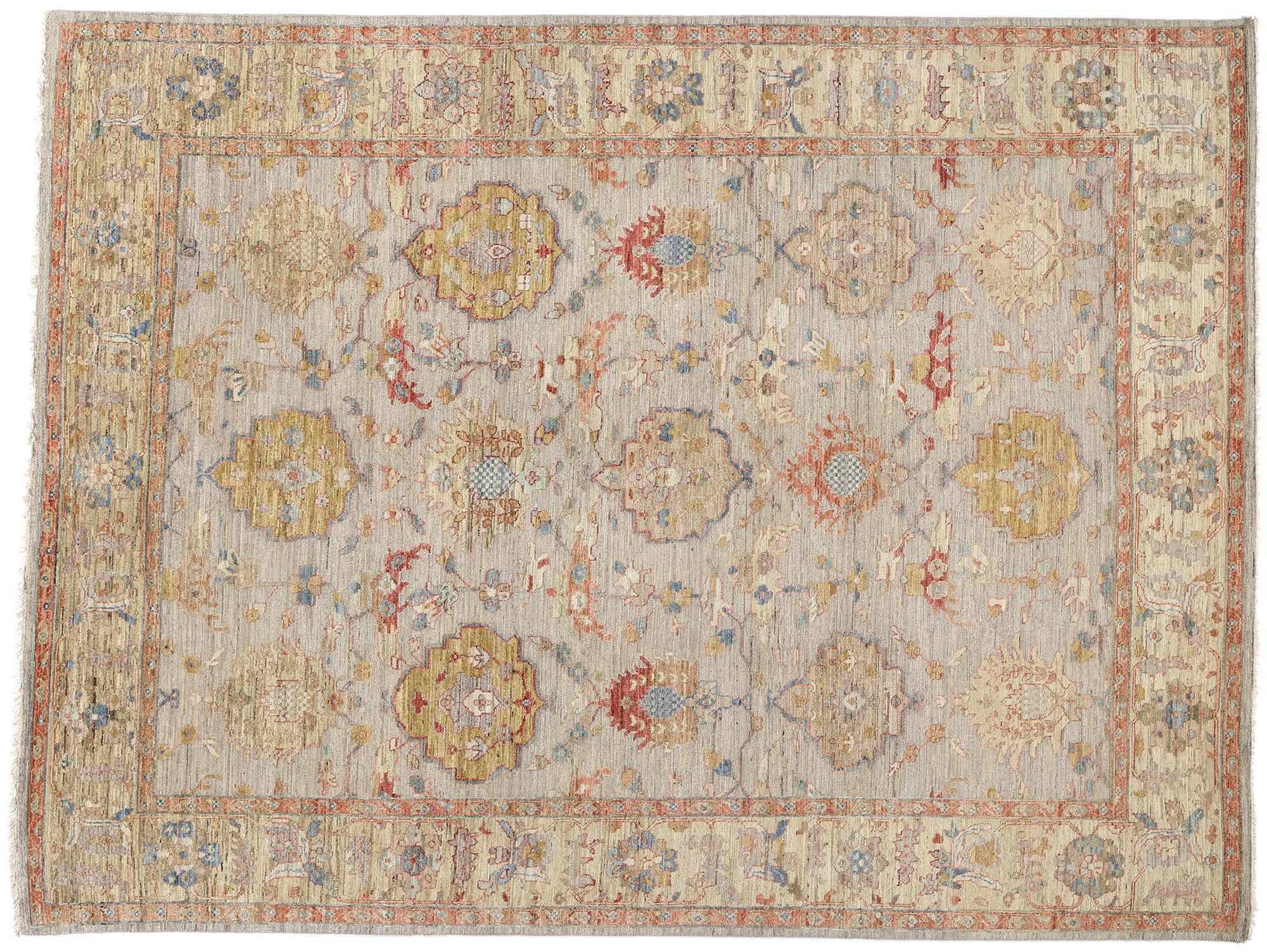 New Contemporary Earth-Tone Oushak Rug For Sale 4
