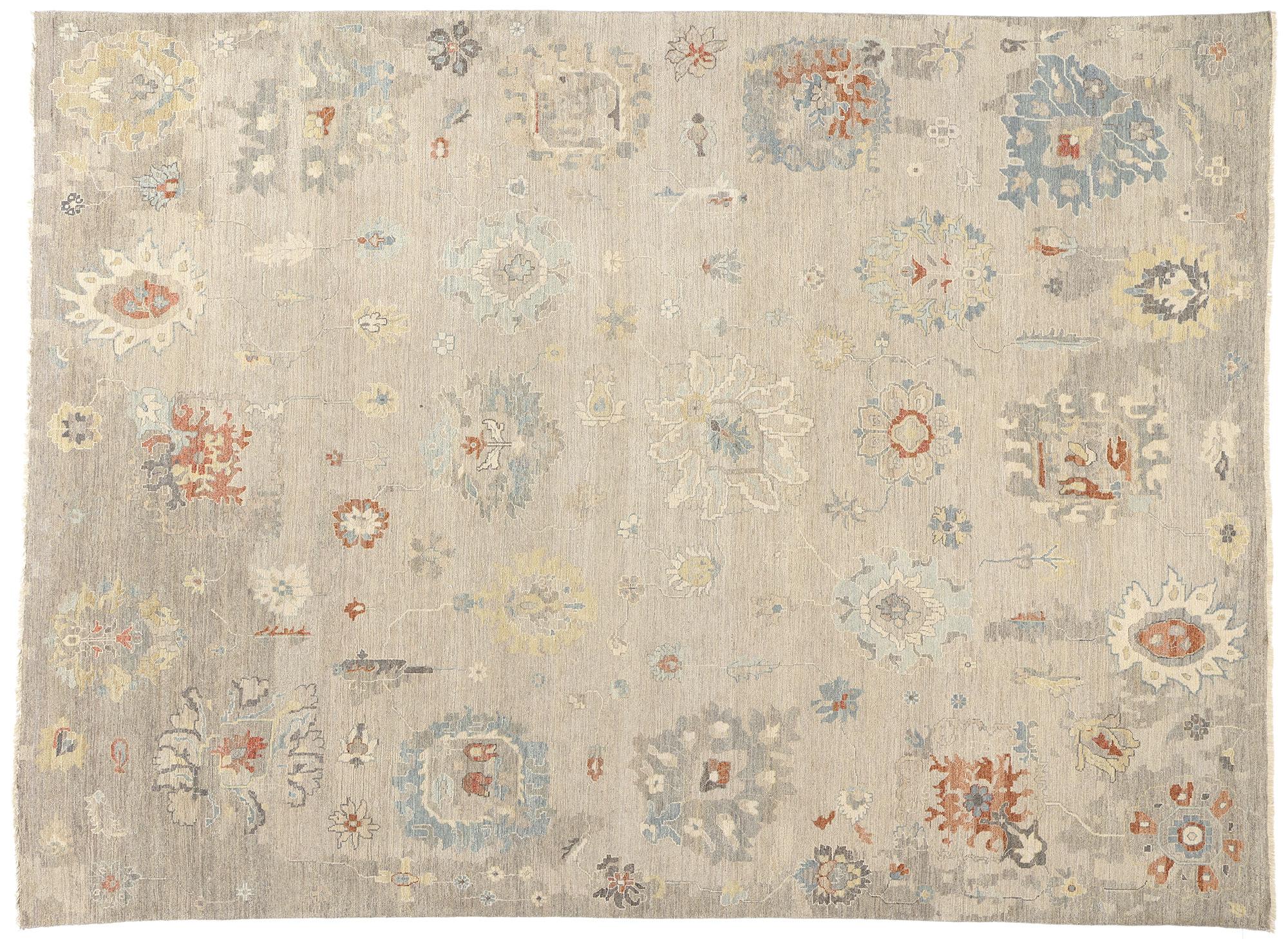 New Contemporary Earth-Tone Oushak Rug (Tapis Oushak contemporain) en vente 3