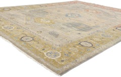 New Contemporary Earth-Tone Oushak Rug with Modern Style