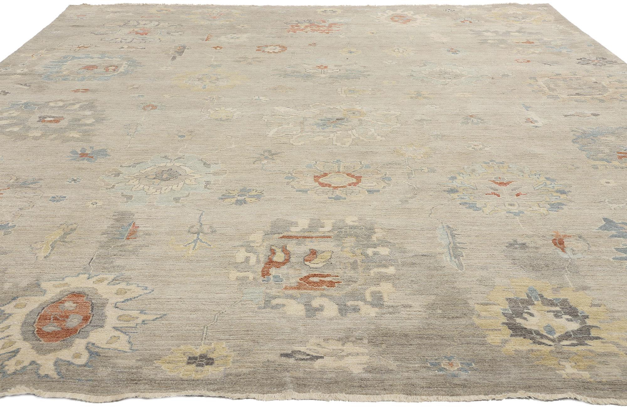 Indien New Contemporary Earth-Tone Oushak Rug (Tapis Oushak contemporain) en vente