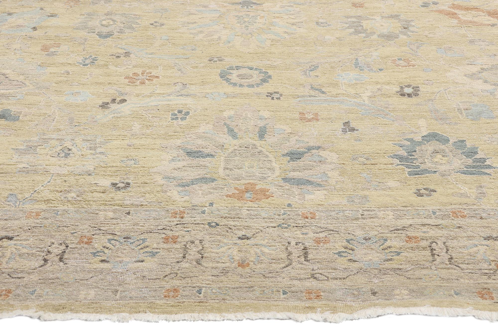 Hand-Knotted New Contemporary Earth-Tone Oushak Rug For Sale