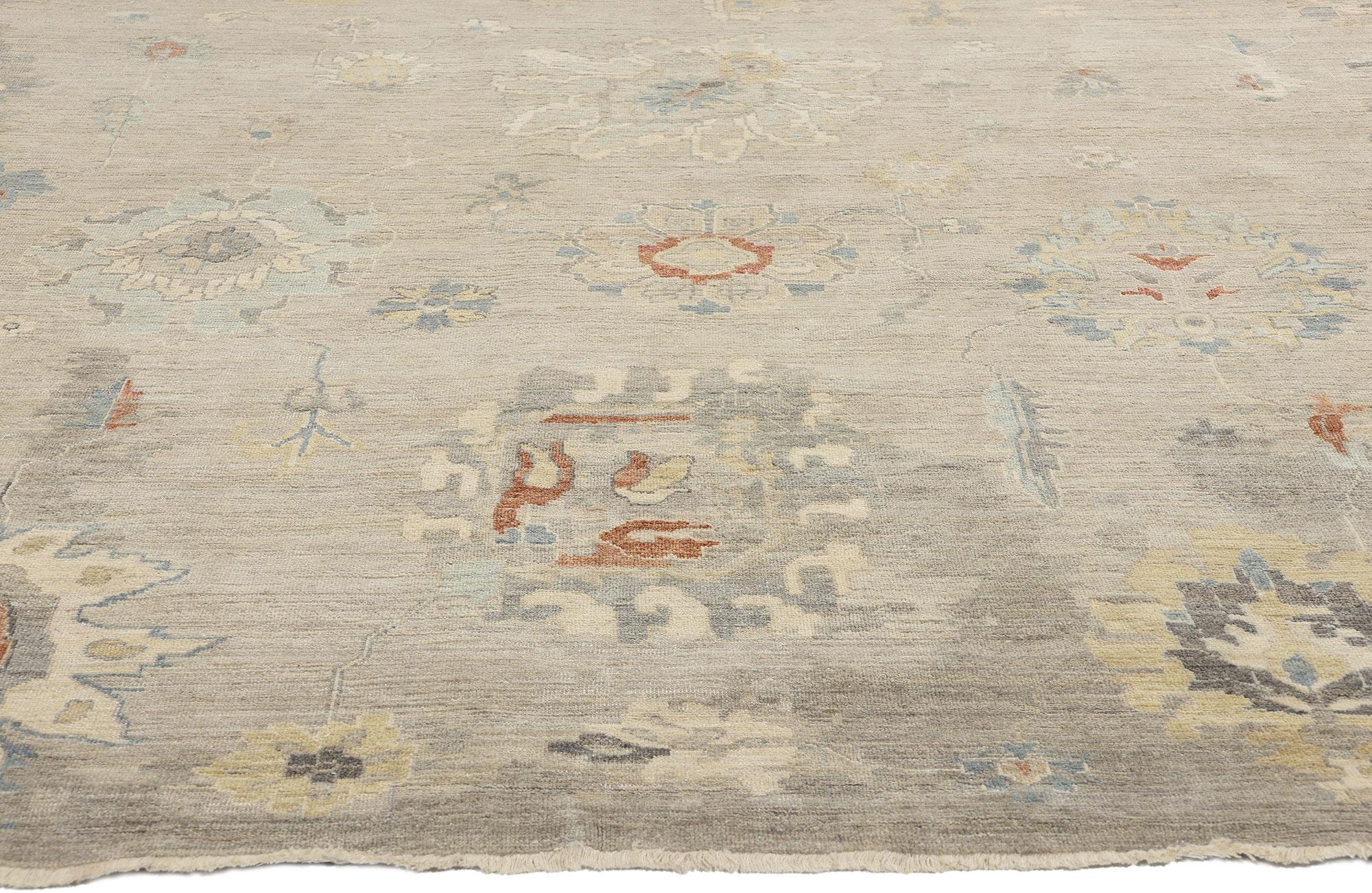 Noué à la main New Contemporary Earth-Tone Oushak Rug (Tapis Oushak contemporain) en vente
