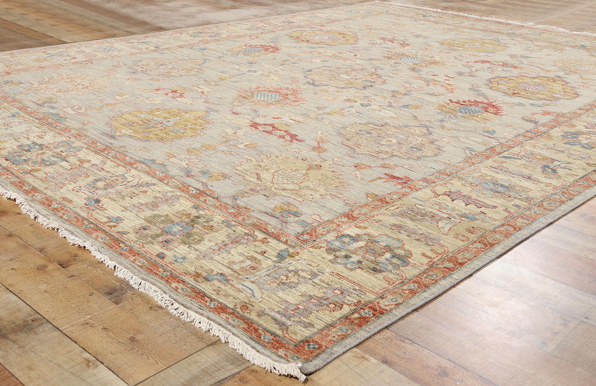 New Contemporary Earth-Tone Oushak Rug For Sale 1