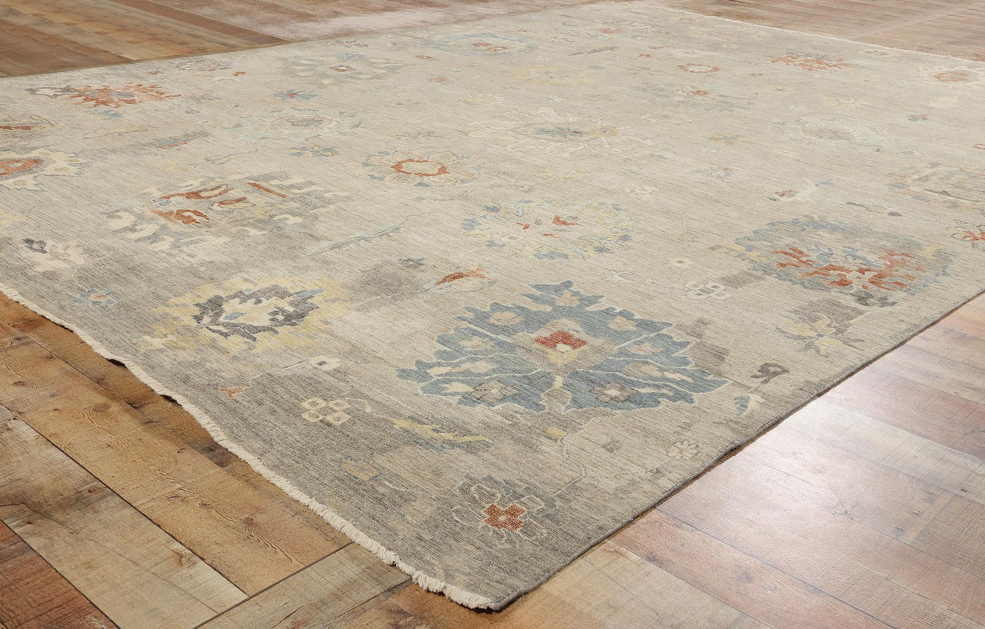 Laine New Contemporary Earth-Tone Oushak Rug (Tapis Oushak contemporain) en vente
