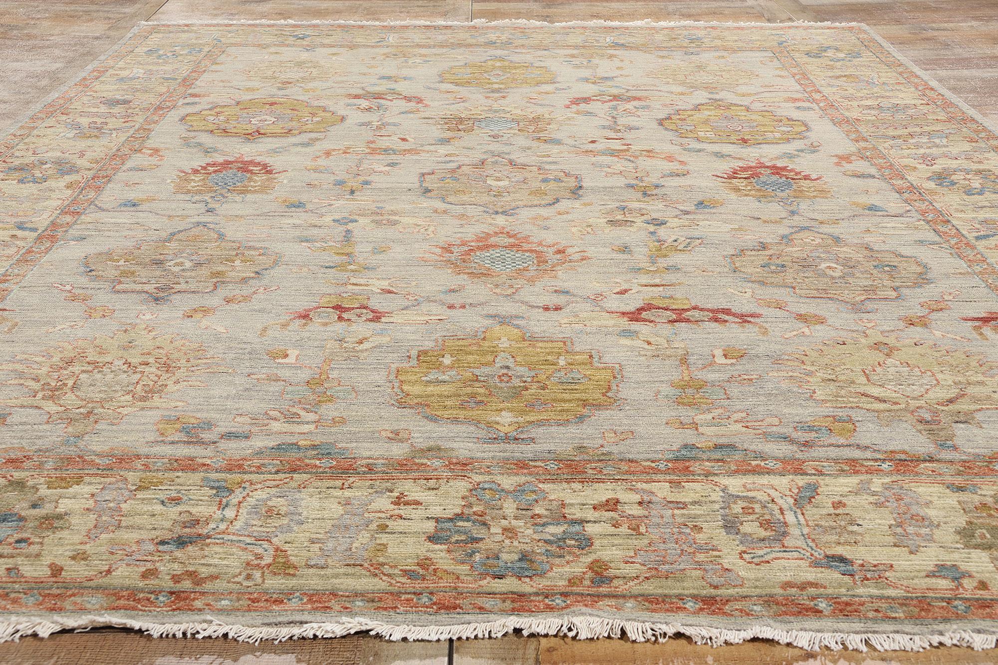 New Contemporary Earth-Tone Oushak Rug For Sale 2