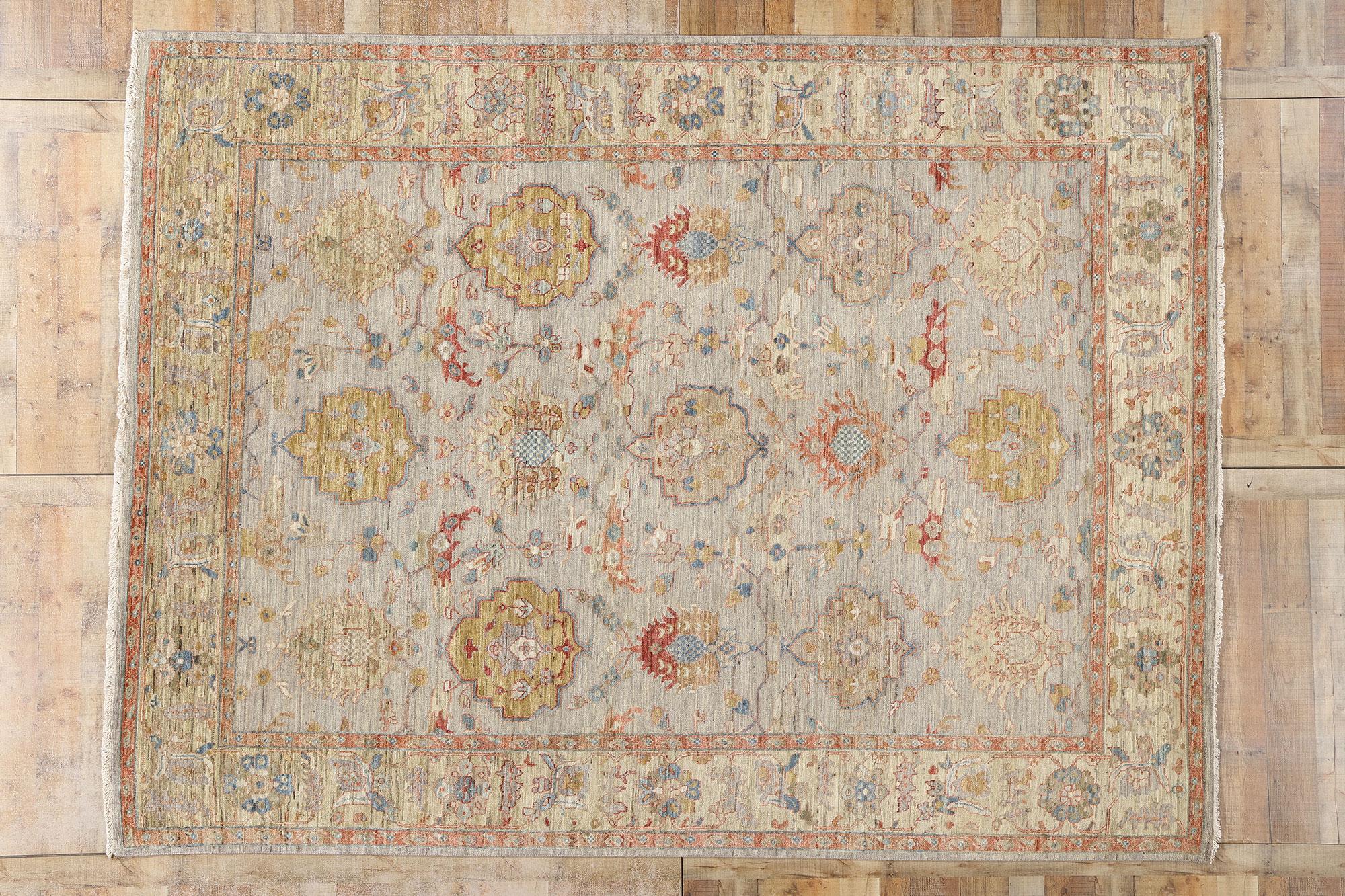 New Contemporary Earth-Tone Oushak Rug For Sale 3