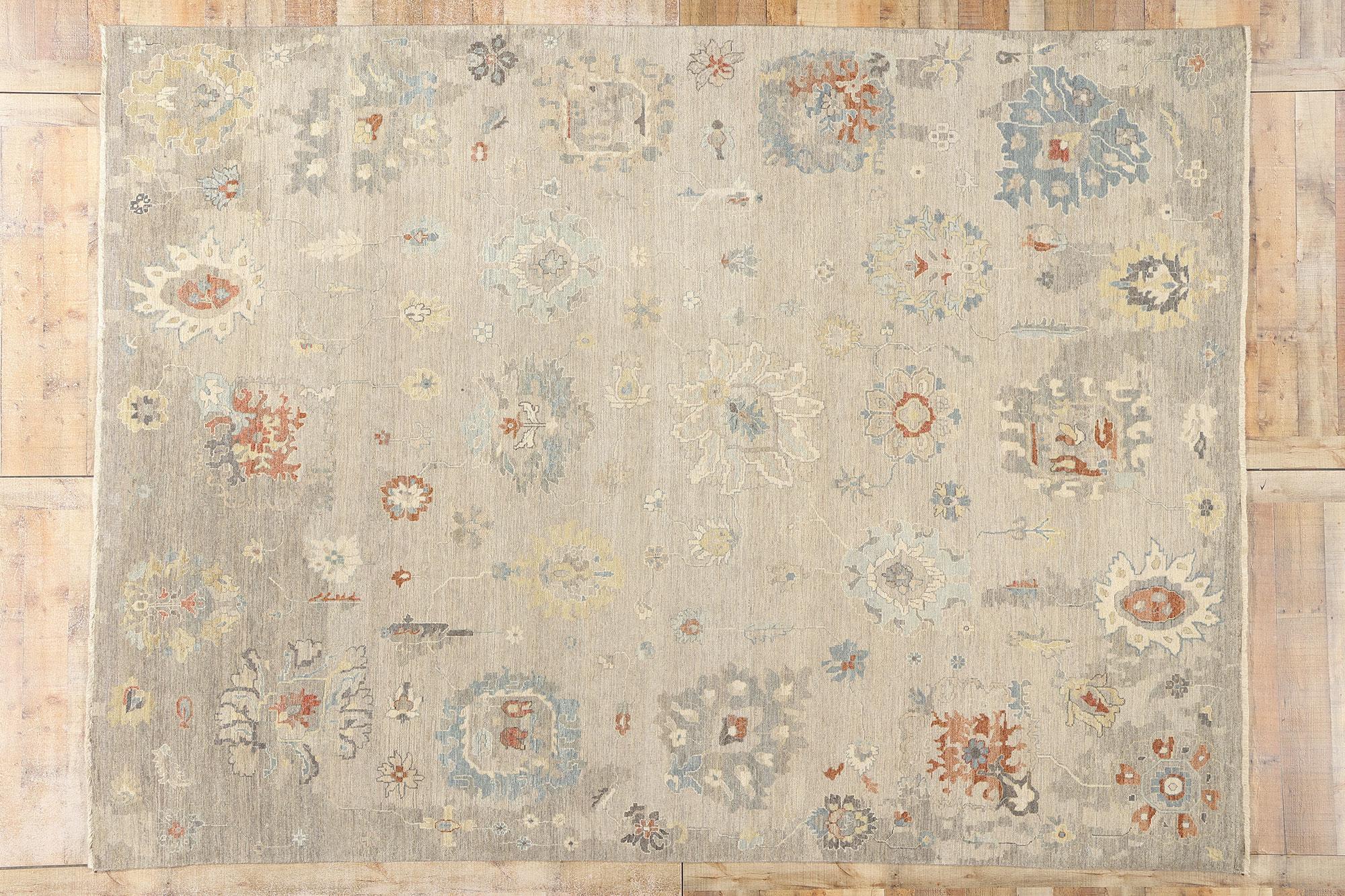 New Contemporary Earth-Tone Oushak Rug (Tapis Oushak contemporain) en vente 2
