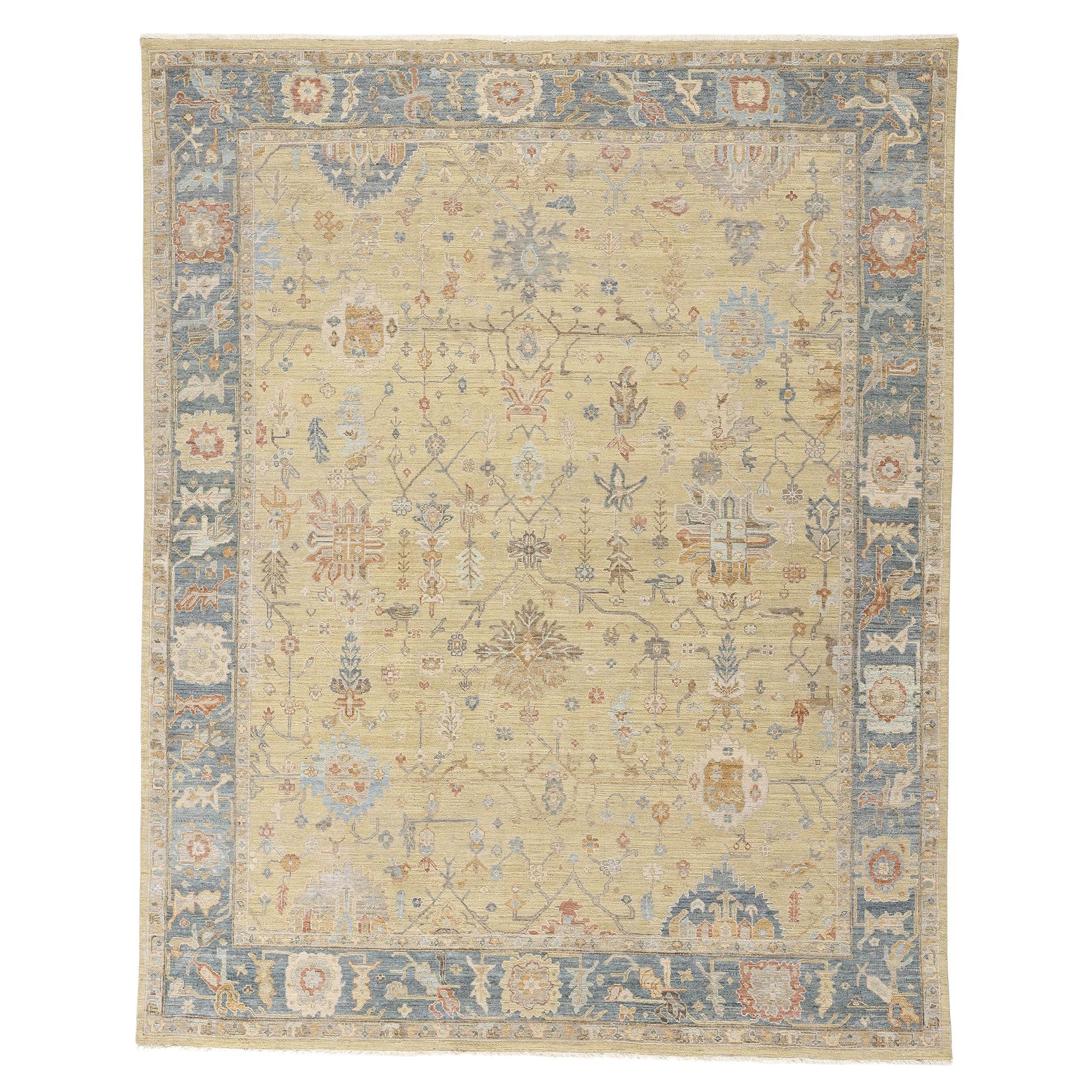 New Contemporary Earth-Tone Oushak Rug