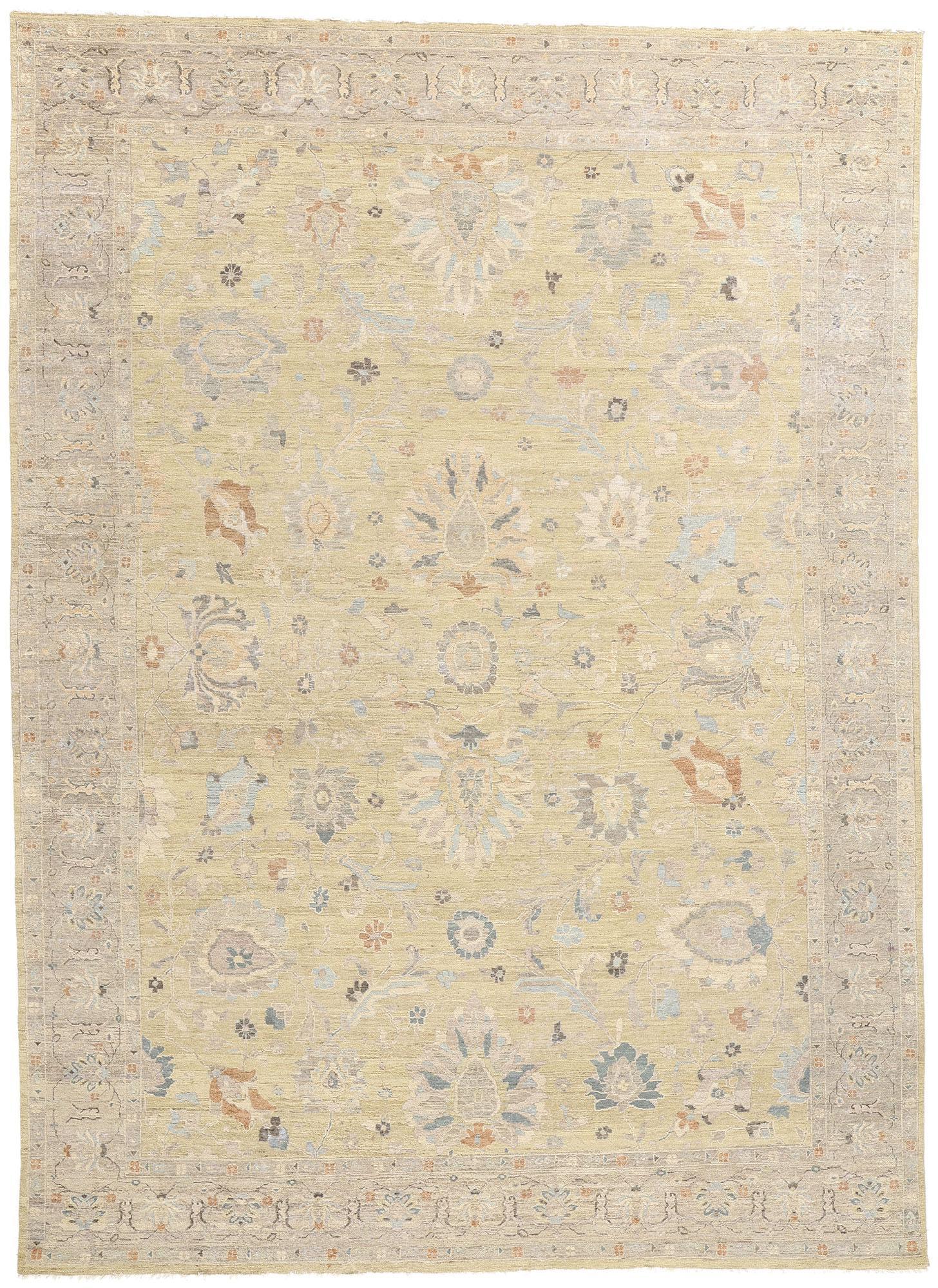 New Contemporary Earth-Tone Oushak Rug
