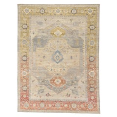 New Contemporary Earth-Tone Oushak Rug