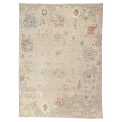 New Contemporary Earth-Tone Oushak Rug