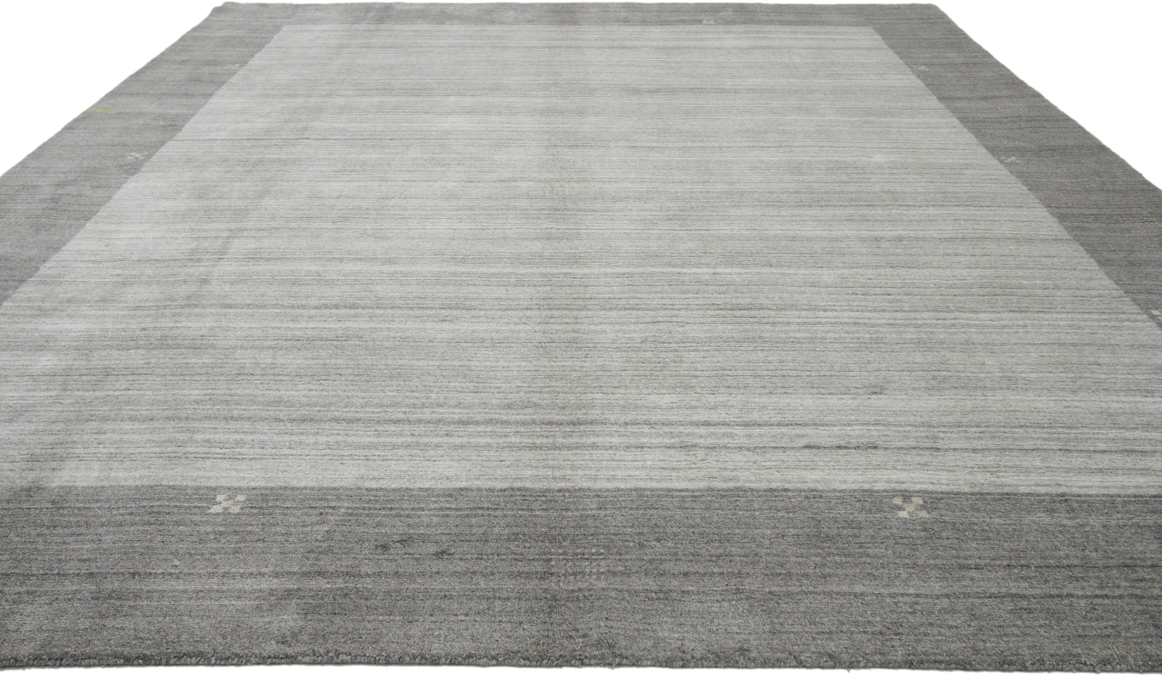 30134, new contemporary Gabbeh gray Area rug with modern style. This Contemporary Gabbeh gray Area rug with modern style has an inherently sophisticated quality, from adding texture to monochromatic interiors to keeping the overall design scheme