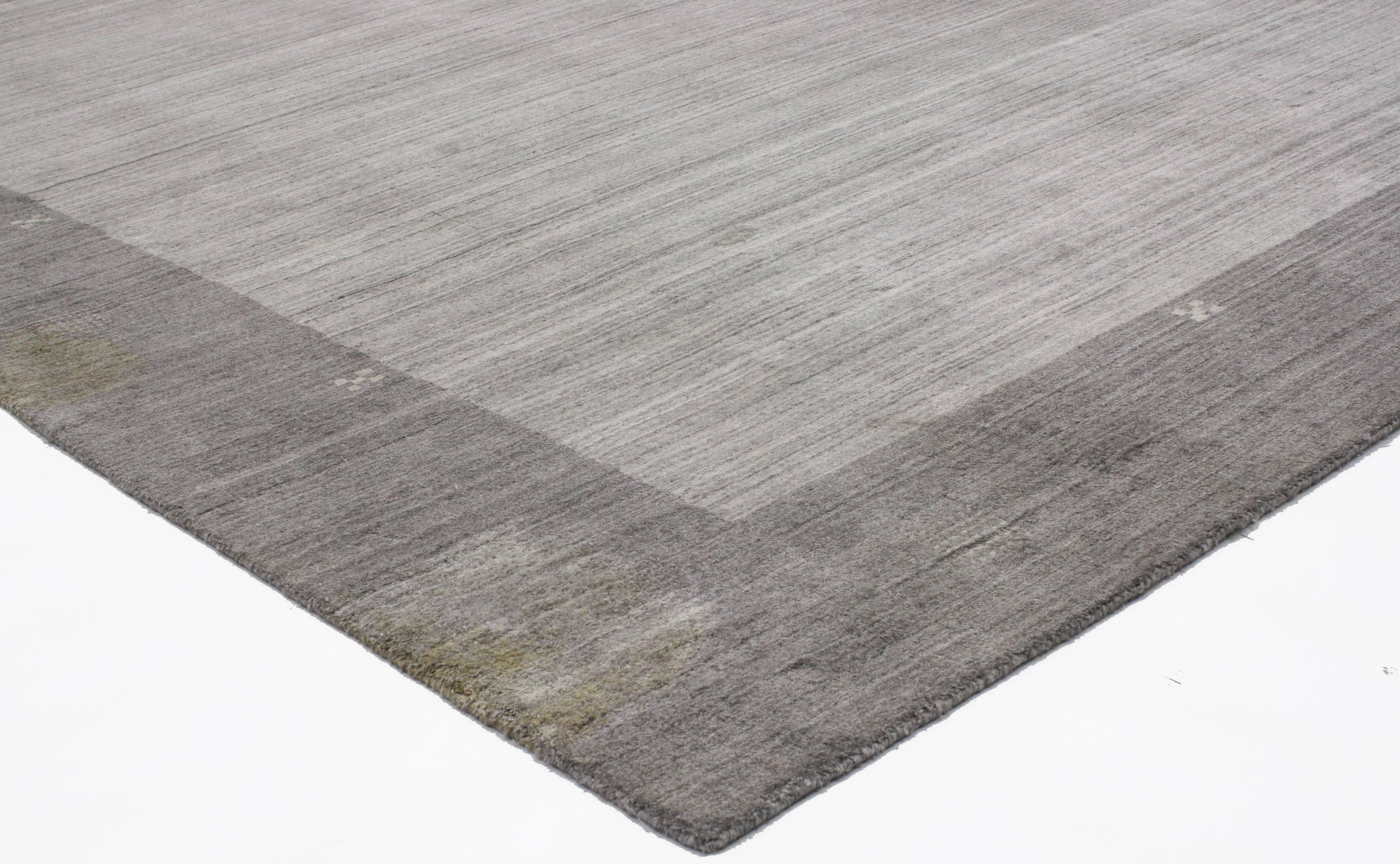 Wool New Contemporary Gabbeh Gray Area Rug with Modern Style