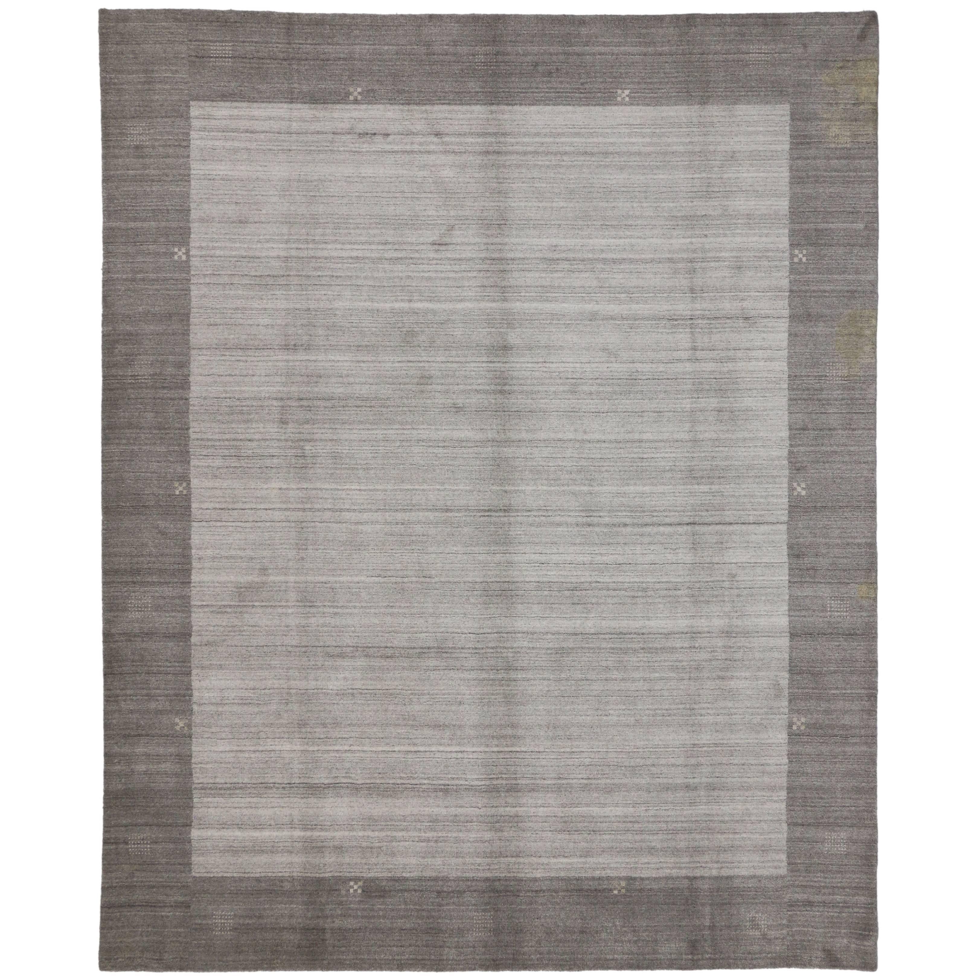 New Contemporary Gabbeh Gray Area Rug with Modern Style