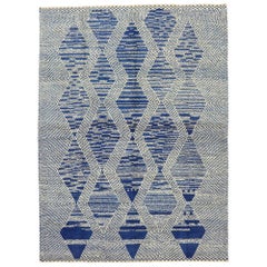 Large Blue Modern Moroccan Rug, Deconstructivism Meets Cozy Nomad