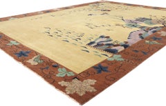 New Contemporary Golden Chinese Art Deco Style Rug