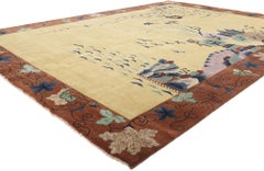 New Contemporary Golden Chinese Art Deco Style Rug