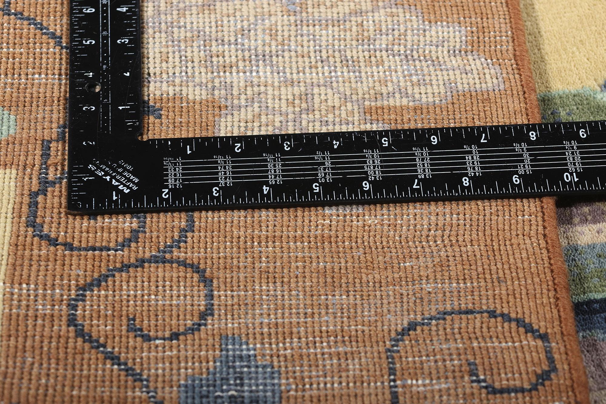 Wool New Contemporary Golden Chinese Art Deco Style Rug For Sale