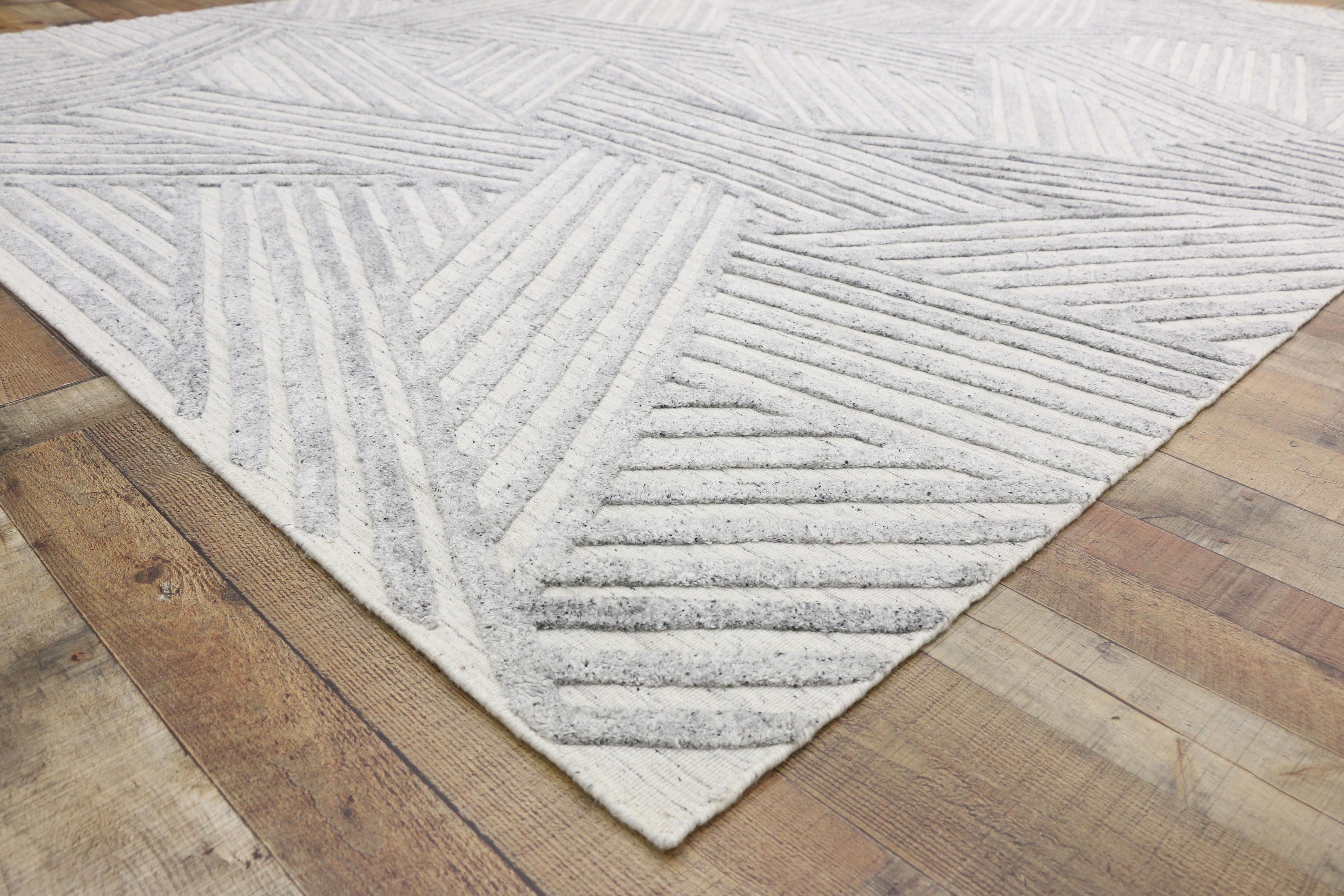 Gray High-Low Textured Rug, Modern Sophistication Meets Zen In New Condition In Dallas, TX