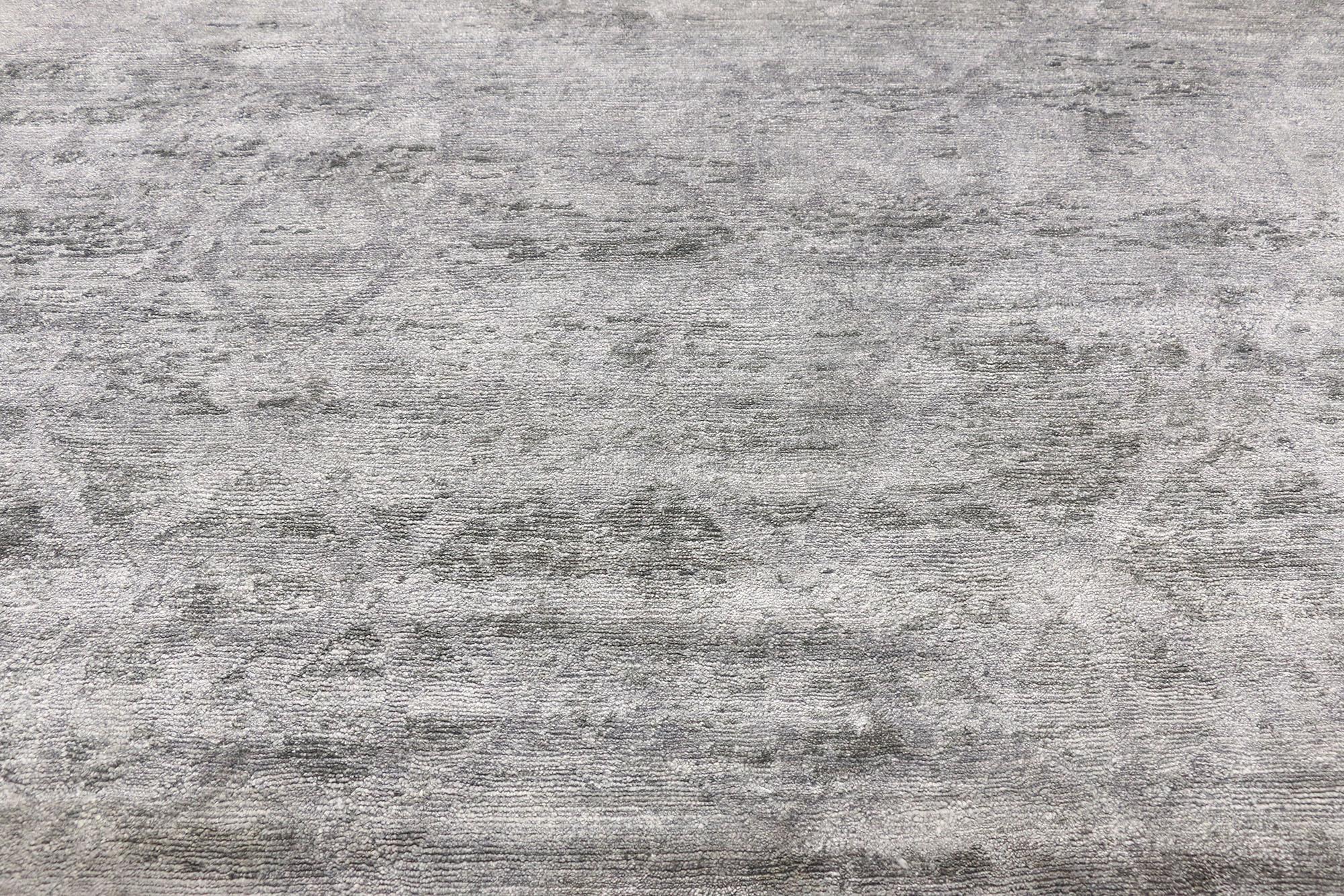 Zeitgenössischer grauer Teppich mit skandinavischem, modernem und modernem skandinavischem Stil (Indisch) im Angebot