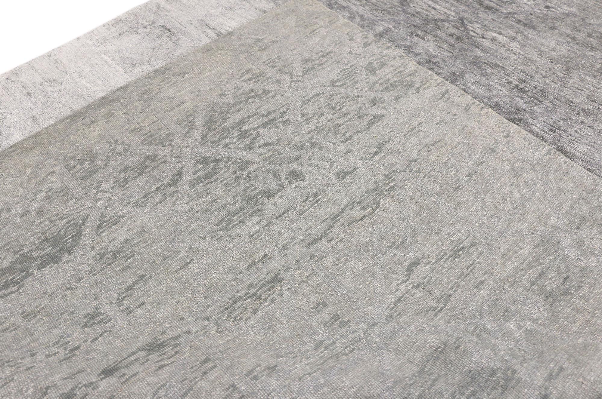 Zeitgenössischer grauer Teppich mit skandinavischem, modernem und modernem skandinavischem Stil (Handgeknüpft) im Angebot
