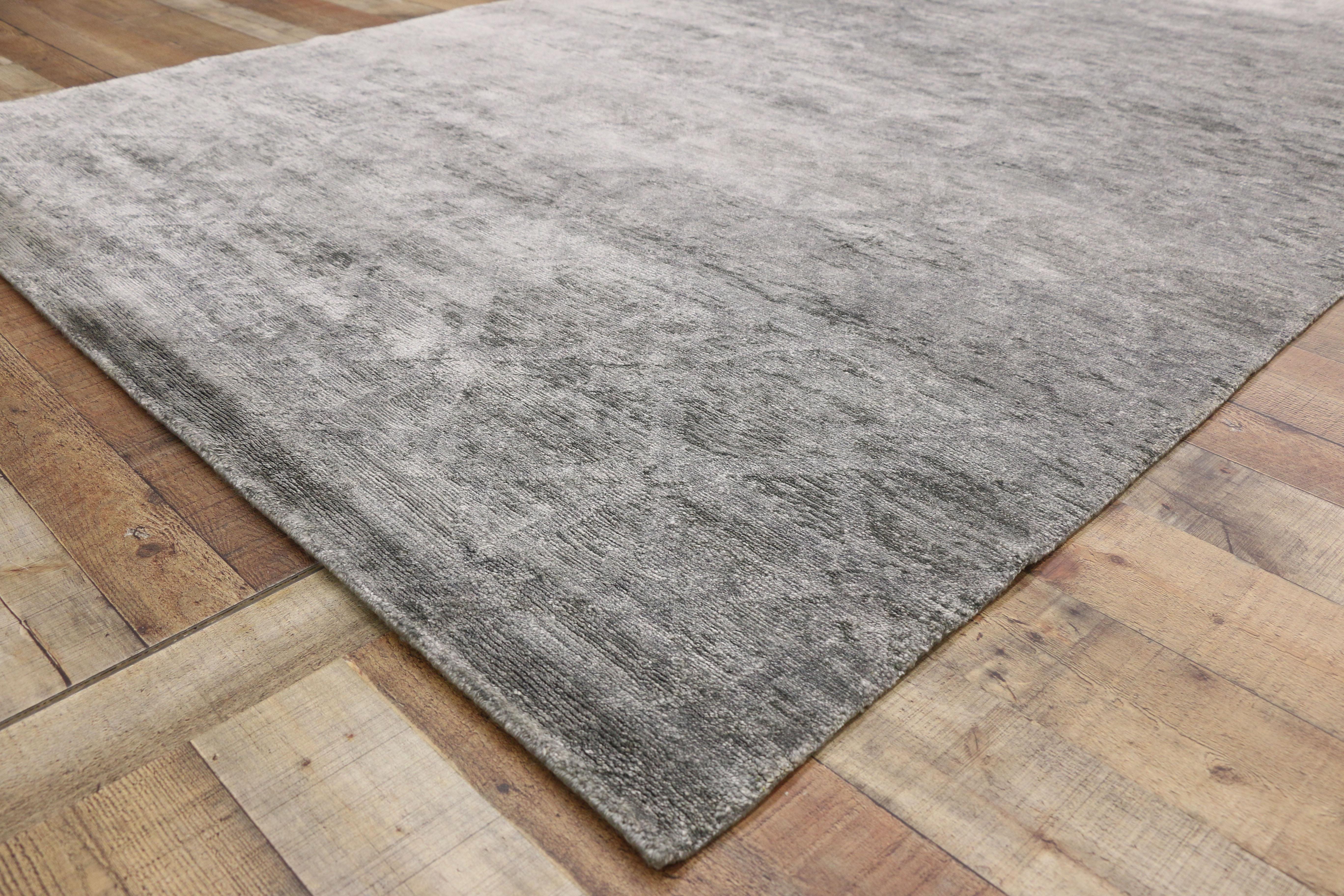 Industrial Contemporary Gray Area Rug with Scandi-Modern and New Nordic Style For Sale