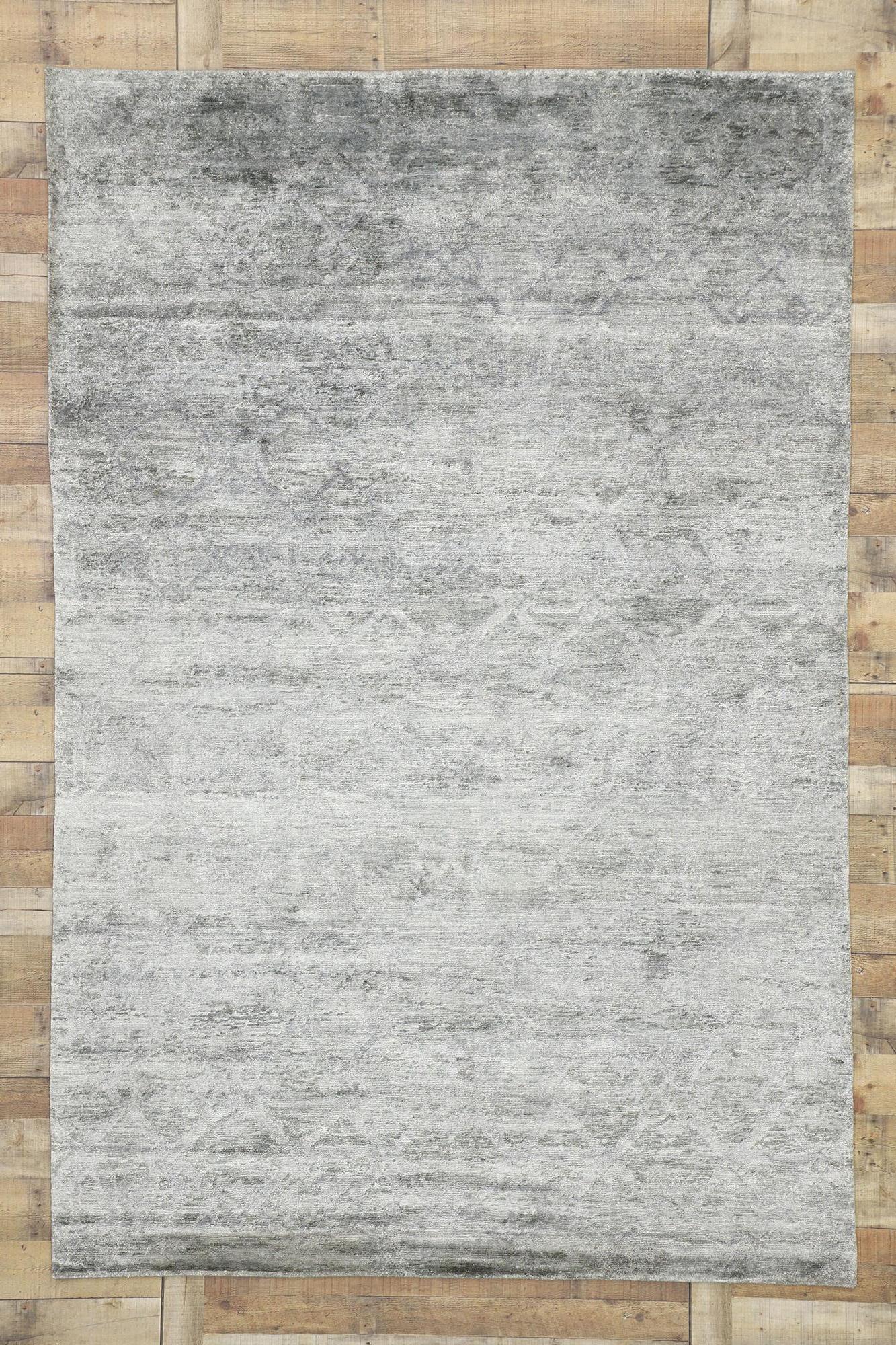 Indian Contemporary Gray Area Rug with Scandi-Modern and New Nordic Style For Sale