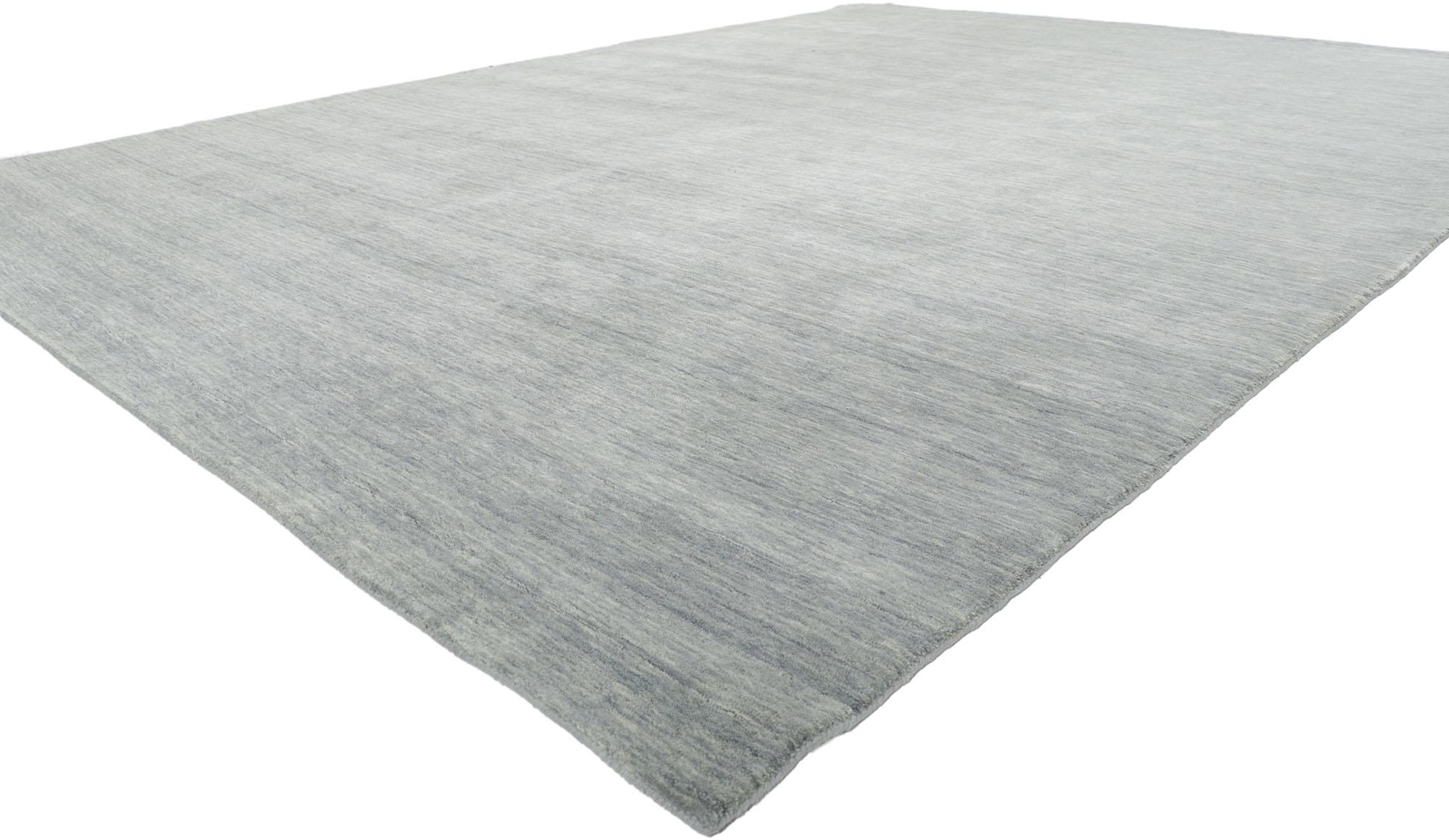 30742 New Contemporary Gray Area Rug with Modern Style 09'00 x 11'11. Effortless beauty combined with simplicity and modern style, this hand-loom wool contemporary Indian rug provides a feeling of cozy contentment without the clutter. Imbued with