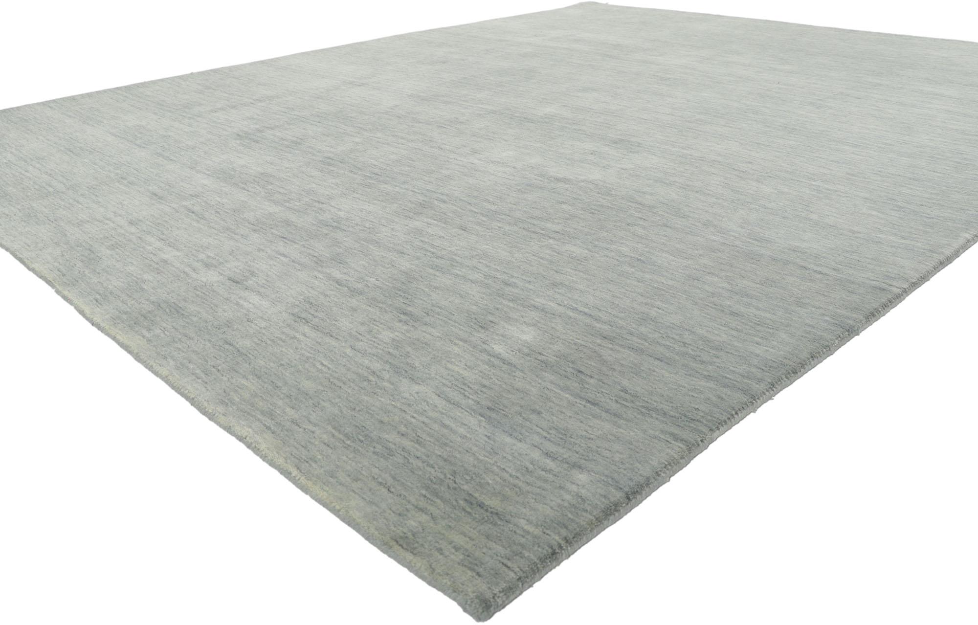 30741 New Contemporary grey area rug with Modern Style 08'01 x 10'00. Effortless beauty combined with simplicity and modern style, this hand-loom wool contemporary Indian rug provides a feeling of cozy contentment without the clutter. Imbued with
