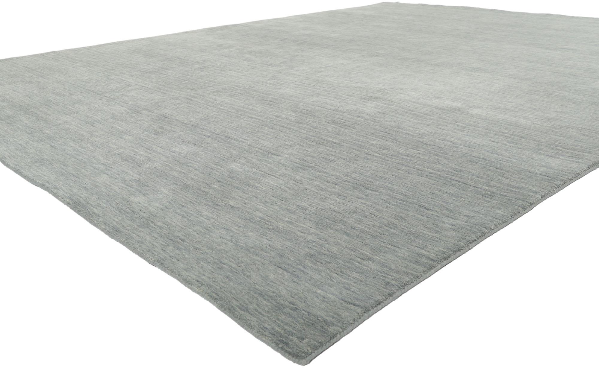 30745 Nouveau tapis gris contemporain de style moderne 08'11 x 12'00. D'une beauté sans effort, combinée à la simplicité et au style moderne, ce tapis indien contemporain en laine tissée à la main procure une sensation de confort douillet sans