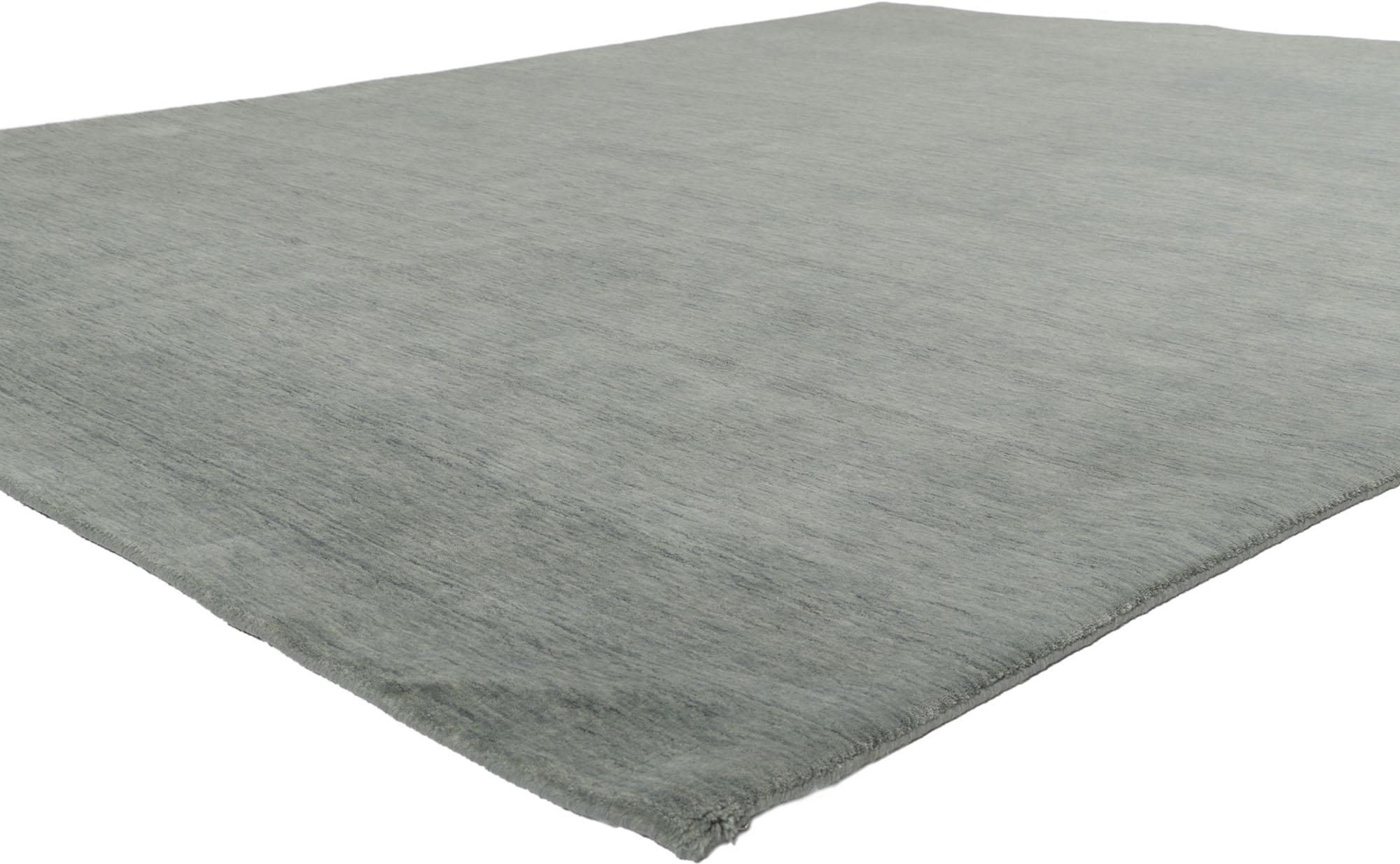 30739 New Contemporary Gray Area Rug with Modern Style 08'01 x 09'11. Effortless beauty combined with simplicity and modern style, this hand-loom wool contemporary Indian rug provides a feeling of cozy contentment without the clutter. Imbued with