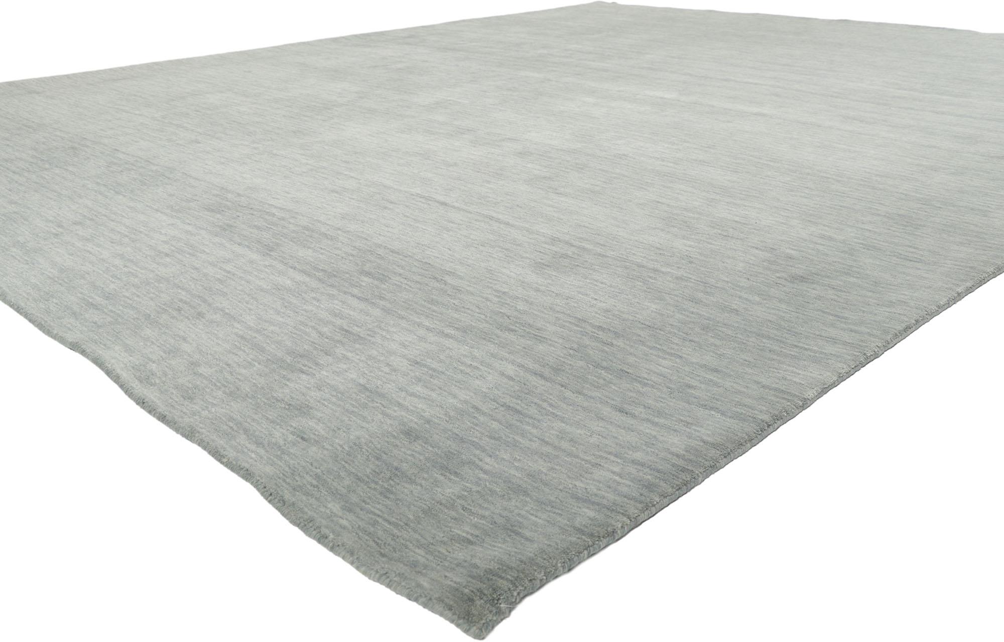 30736 new contemporary gray area rug with Modern style 10'00 x 12'09. Effortless beauty combined with simplicity and modern style, this hand-loom wool contemporary Indian rug provides a feeling of cozy contentment without the clutter. Imbued with