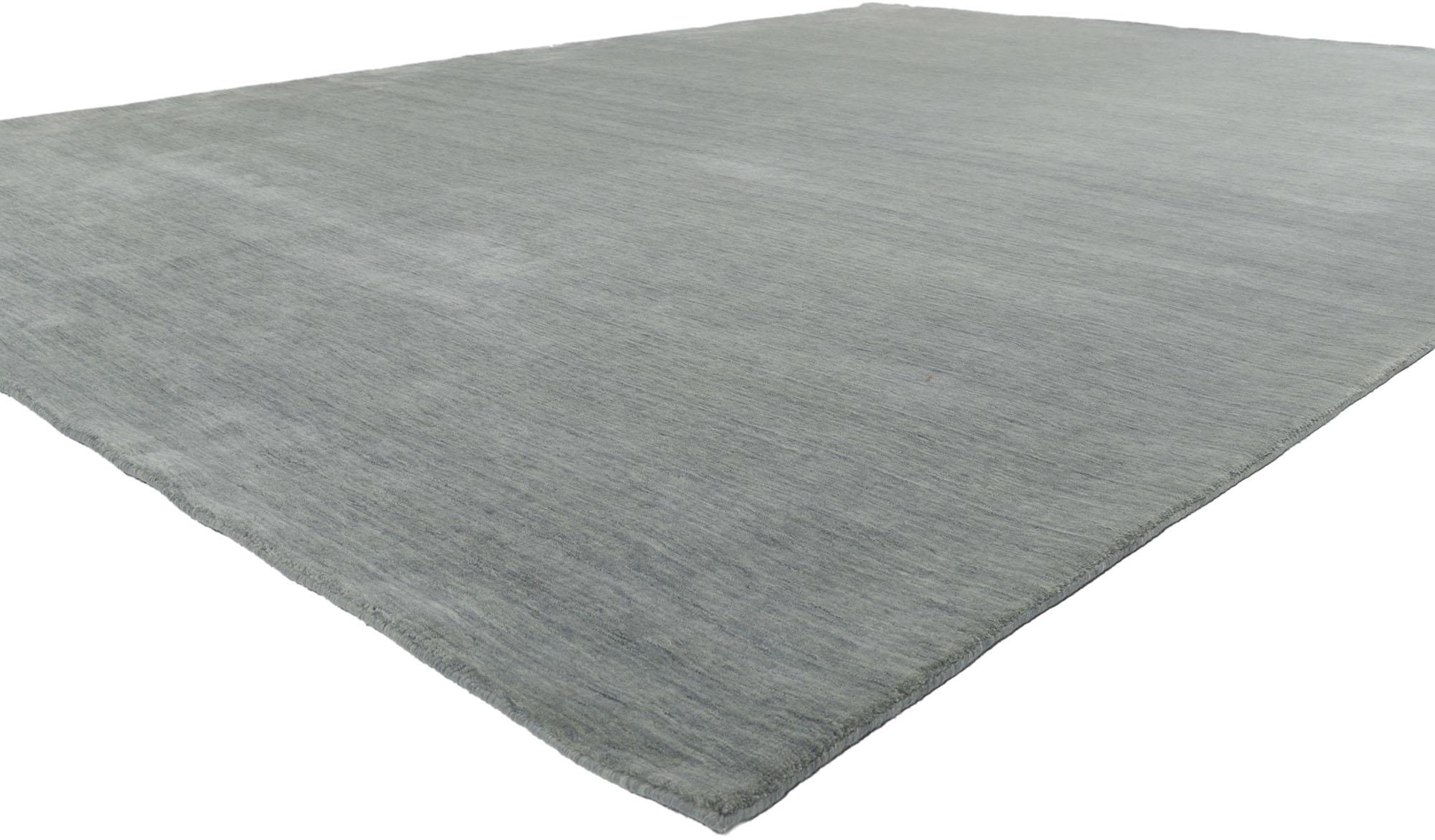 30738 New Contemporary grey area rug with Modern Style 009'10 x 13'00. Effortless beauty combined with simplicity and modern style, this hand-loom wool contemporary Indian rug provides a feeling of cozy contentment without the clutter. Imbued with