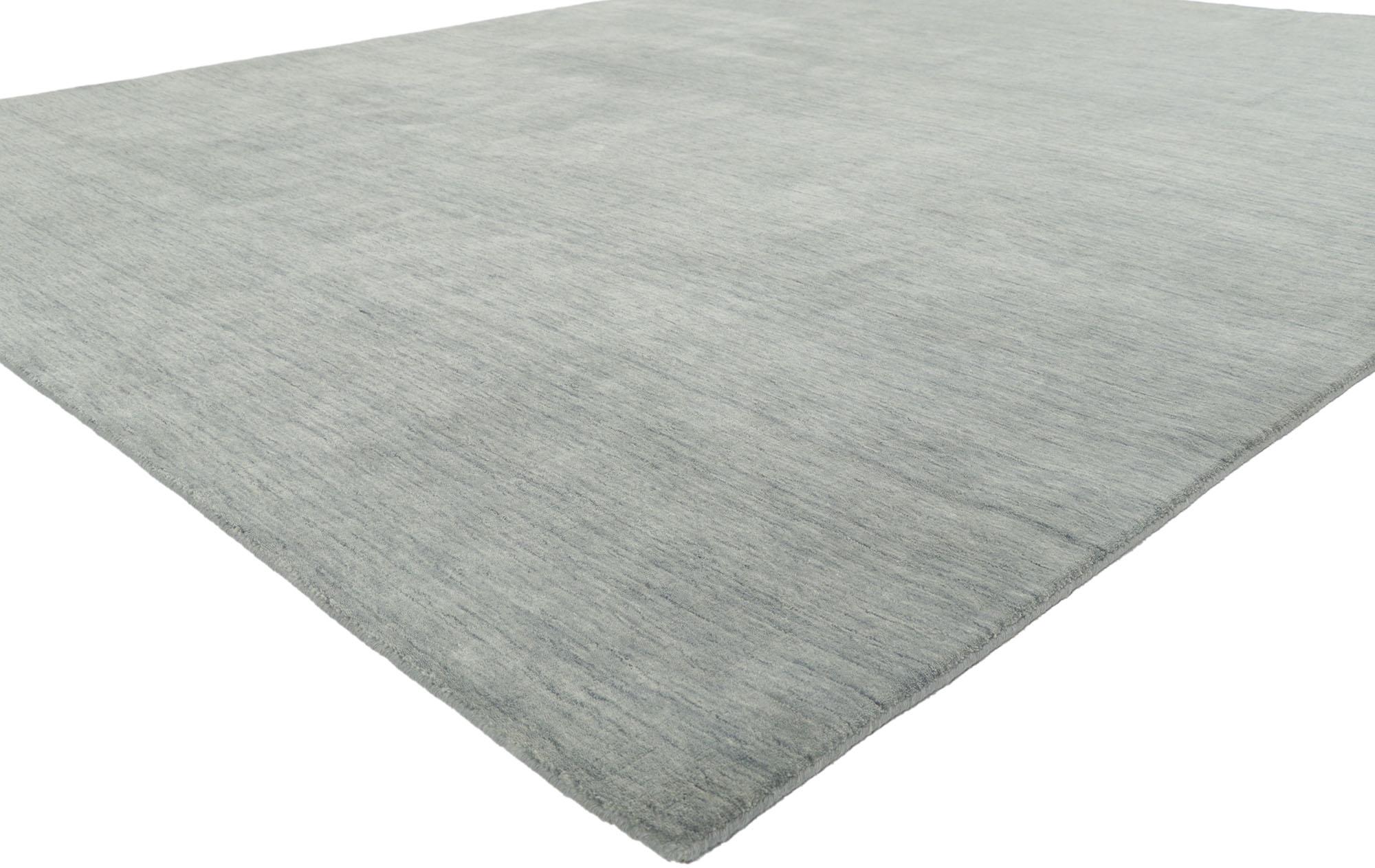 30737 New Contemporary Grey Area rug with Modern Style 08'03 x 10'01. Effortless beauty combined with simplicity and modern style, this hand-loom wool contemporary Indian rug provides a feeling of cozy contentment without the clutter. Imbued with