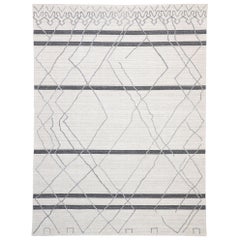 Nuovo Tappeto da giardino contemporaneo grigio moderno in stile marocchino con disegno a rilievo