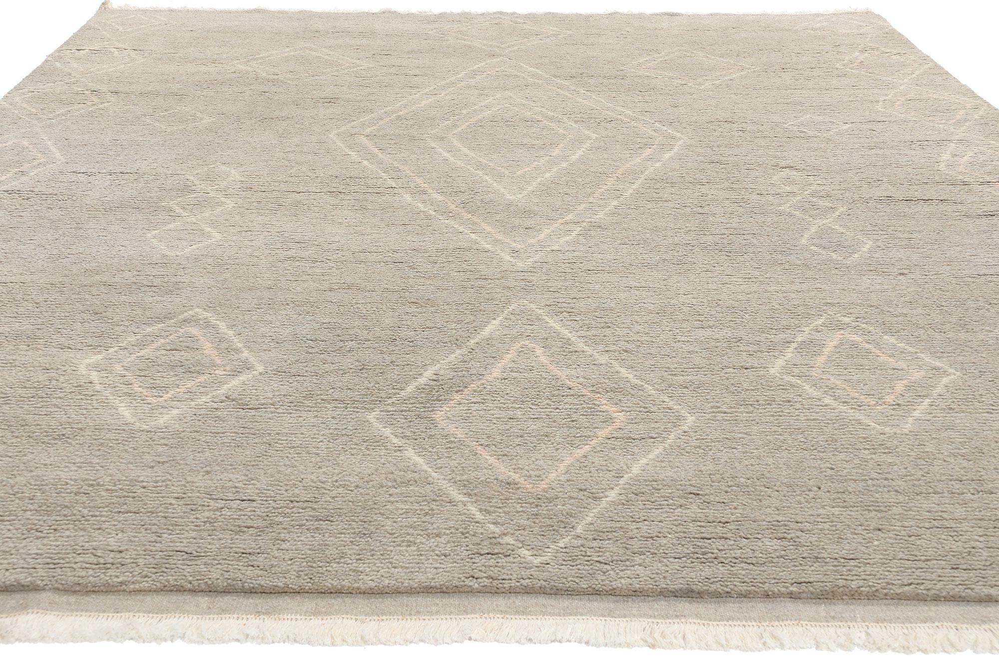 New Contemporary Gray Moroccan Rug, Minimalistischer Bohemian trifft auf Tribal-Enchantment (Moderne) im Angebot