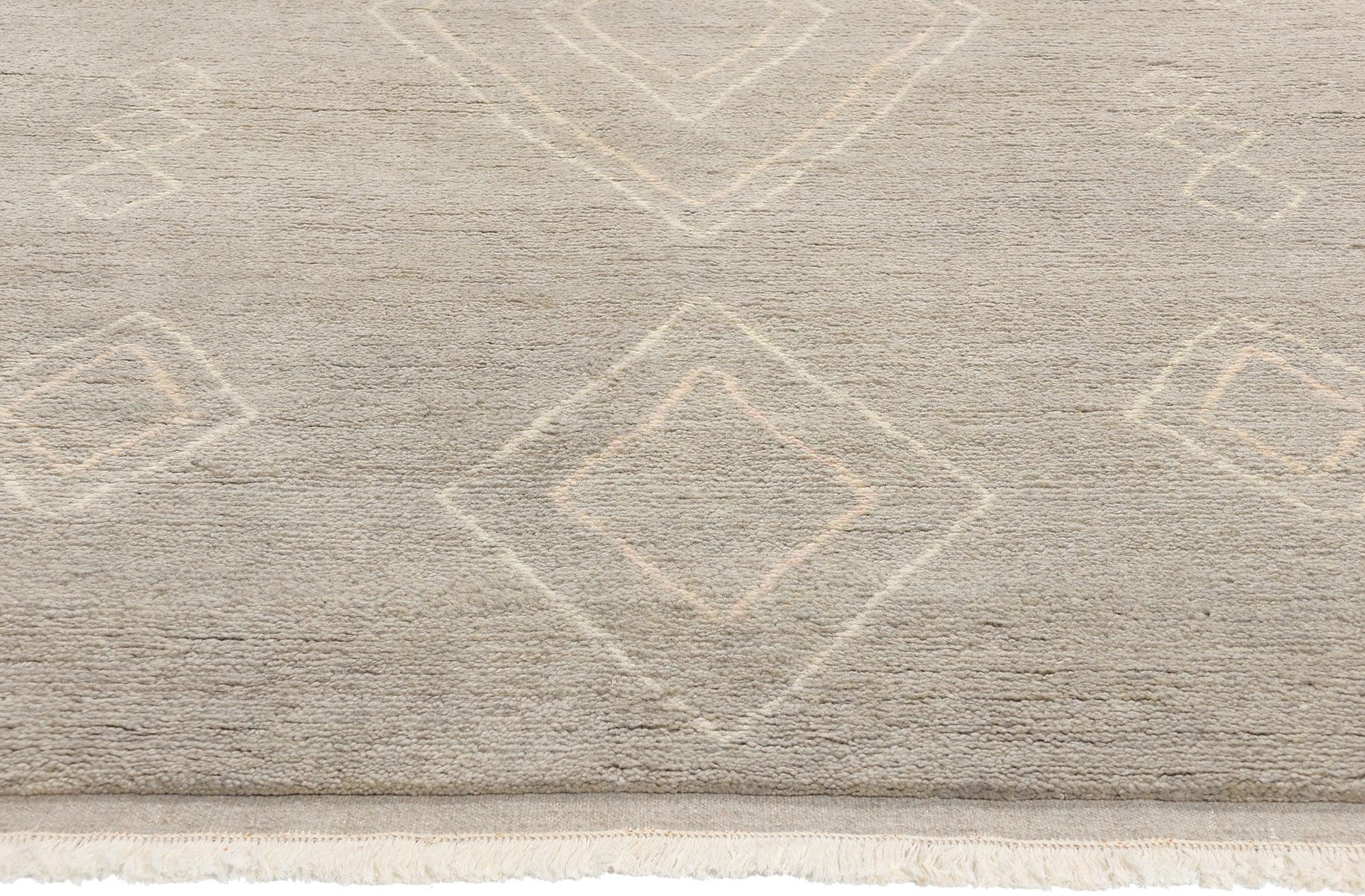 New Contemporary Gray Moroccan Rug, Minimalistischer Bohemian trifft auf Tribal-Enchantment (Pakistanisch) im Angebot