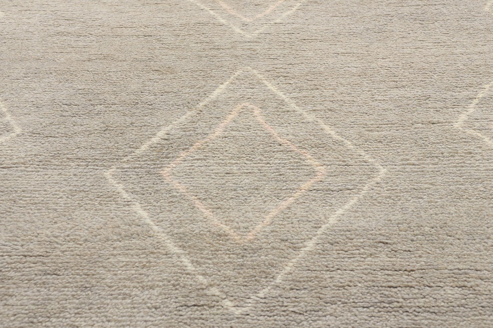 New Contemporary Gray Moroccan Rug, Minimalistischer Bohemian trifft auf Tribal-Enchantment (Handgeknüpft) im Angebot